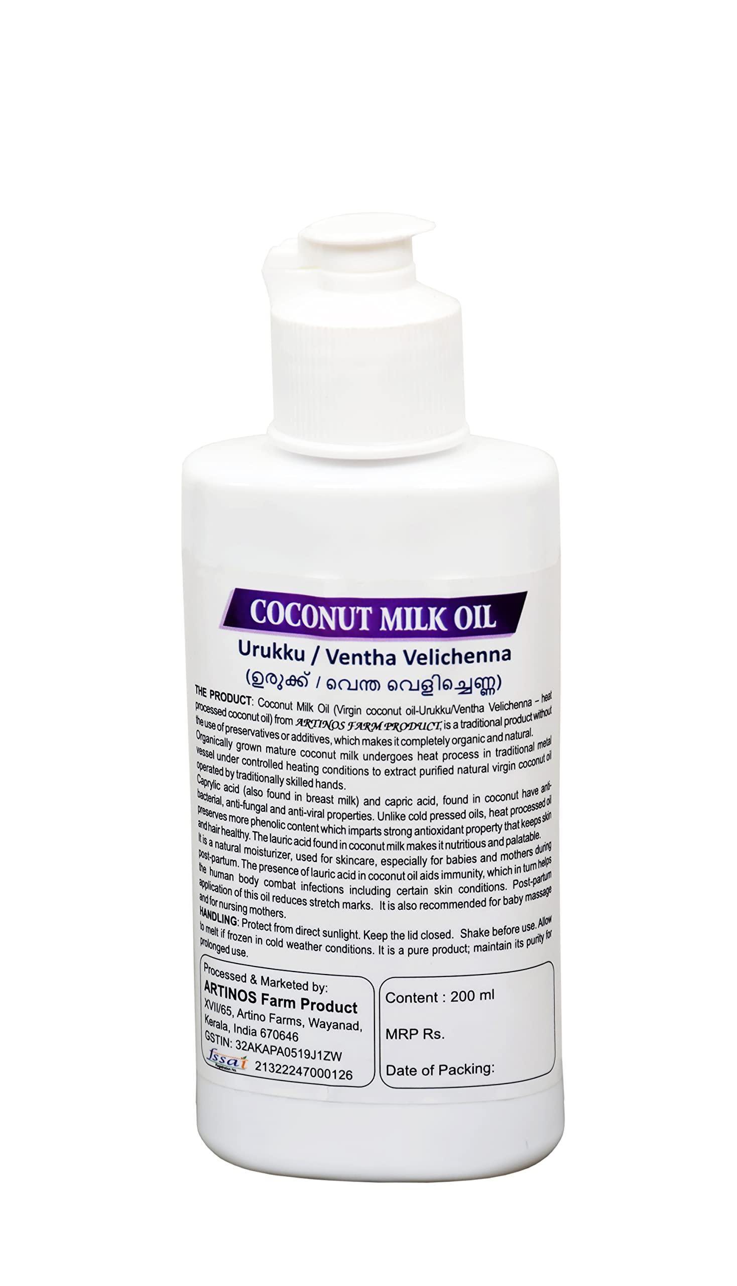 Artinos Farm Product Coconut Milk Oil - Pure, Organic and Natural oil from the hills of Kerala