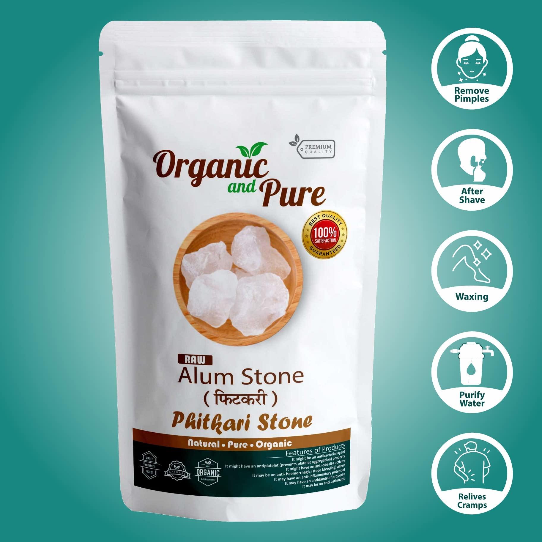 Organic and Pure Organic and Pure Alum Stone Powder | Phitkari Powder | Fitkari Powder for Skin Vastu Face Skin Hair Water Underarms Shave Teeth | Potassium Alum 900g