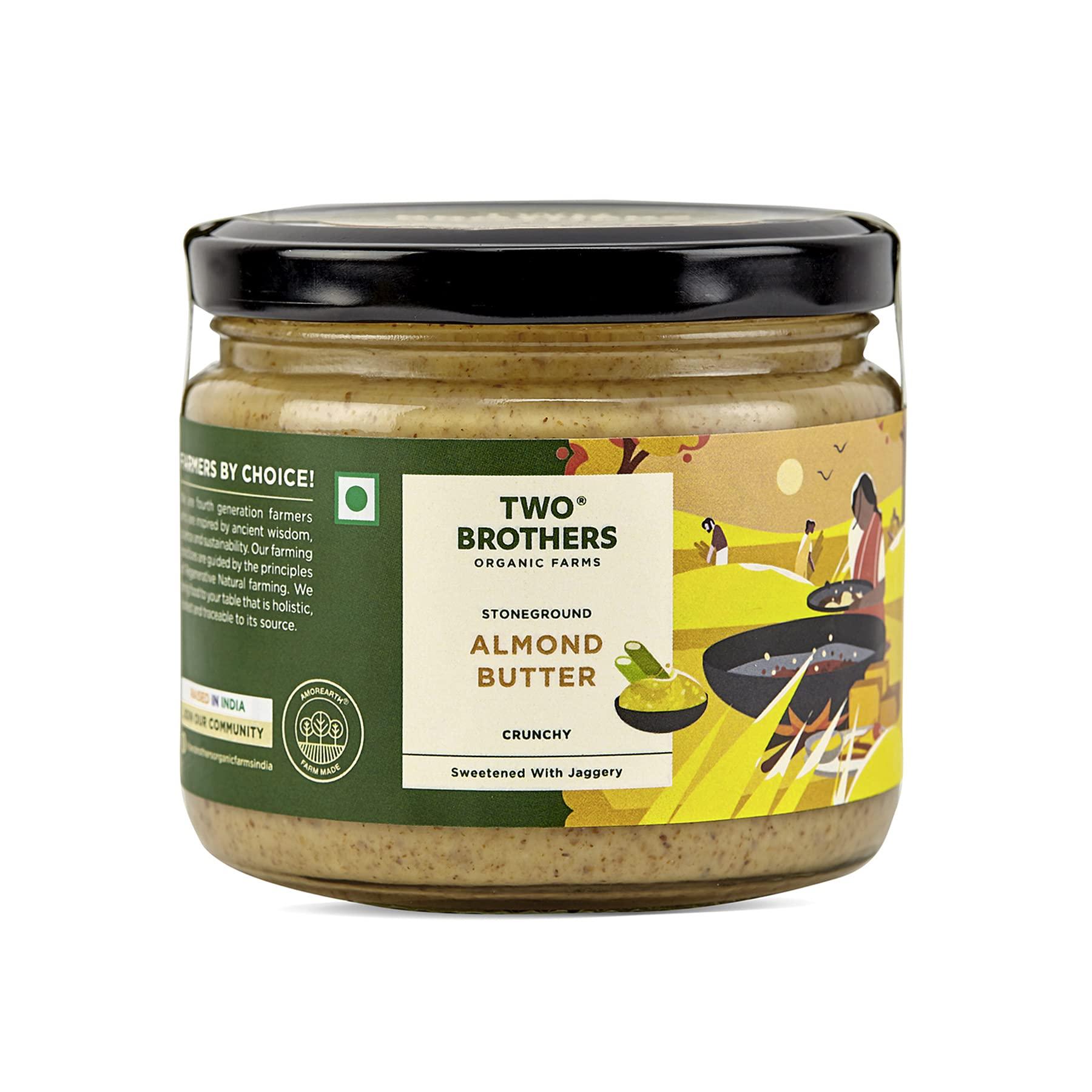 TWO BROTHERS ORGANIC FARMS Two Brothers Organic Farms Almond Butter with Jaggery, Crunchy, Tasty and Healthy - 300Gms