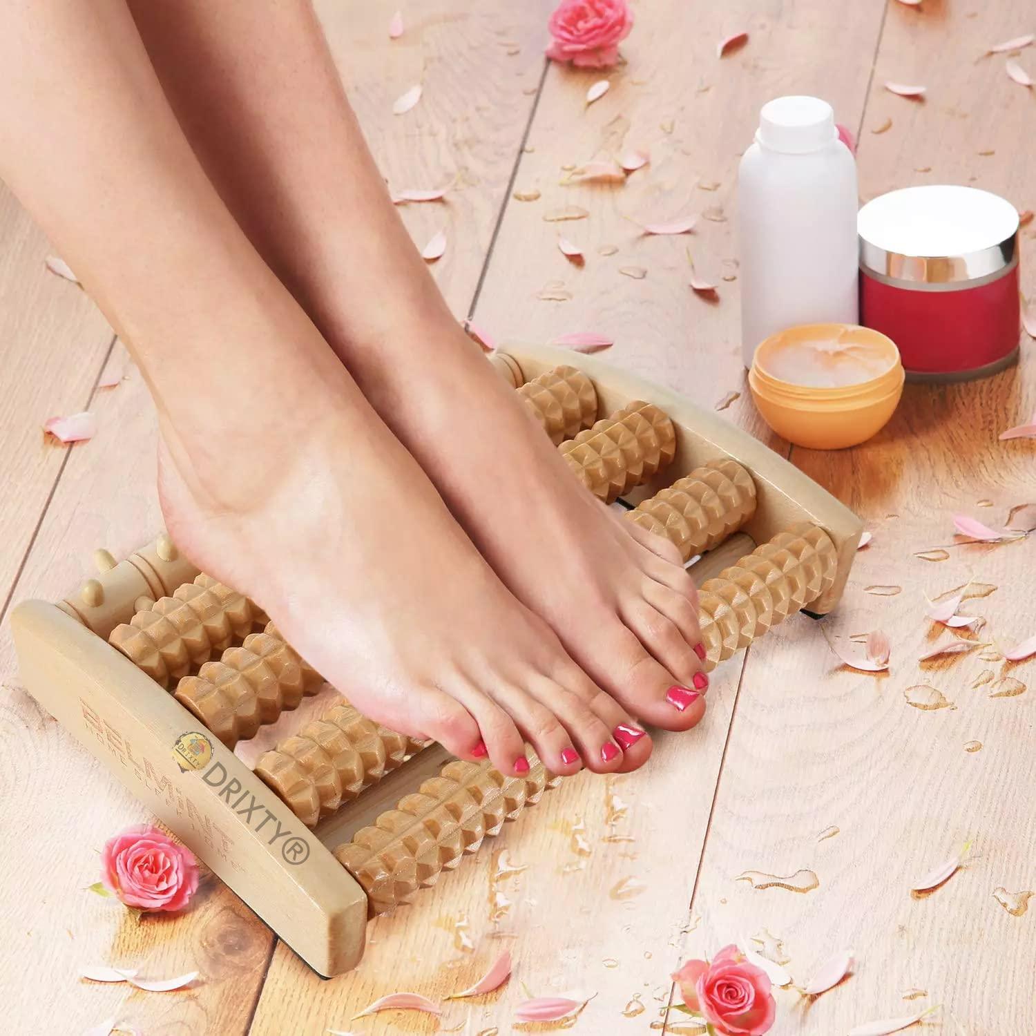 DRIXTY DRIXTY Dual Foot Massager Roller, Wooden Foot Massager for Plantar Fasciitis Pain Relief Heal Spur Deep Tissue Acupressure Foot & Heel Massager