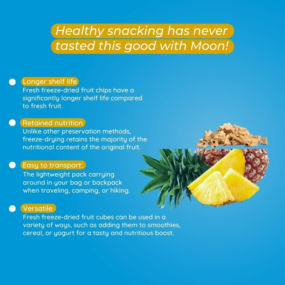 Moon Moon Freeze Dried Pineapple Chips | Healthy Pineapple Snack | 100% Natural, Vegan, No Preservatives, No Added Sugar | 16 Gm | Moon_Pineapple_Chips | (16Gm) Pack of 3