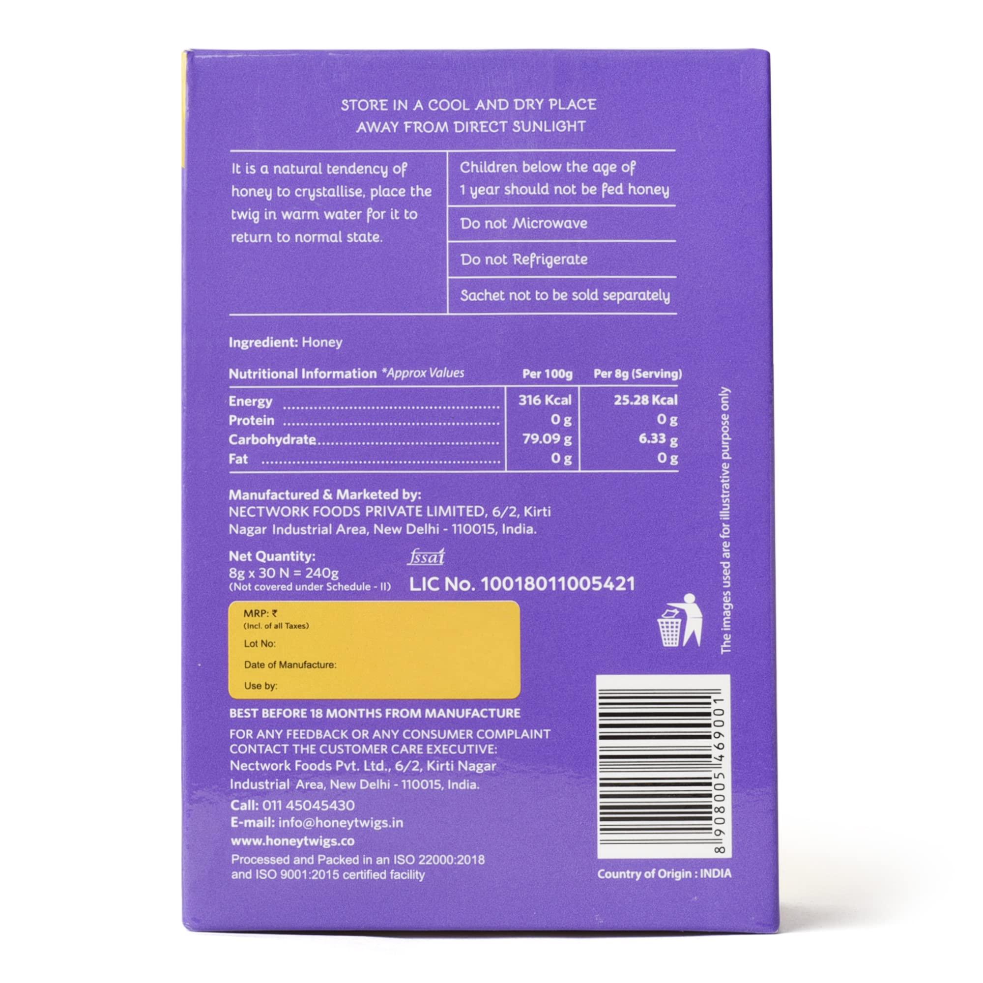 Honey Twigs Honey Twigs Himalayan Multiflora Honey |Pure Honey, 240gms (30 Single Sachets) |Grade A Himalayan Honey - Traceable Source | Zero Additives | Zero Added Sugar |Immunity Booster|Tear Squeze Eat