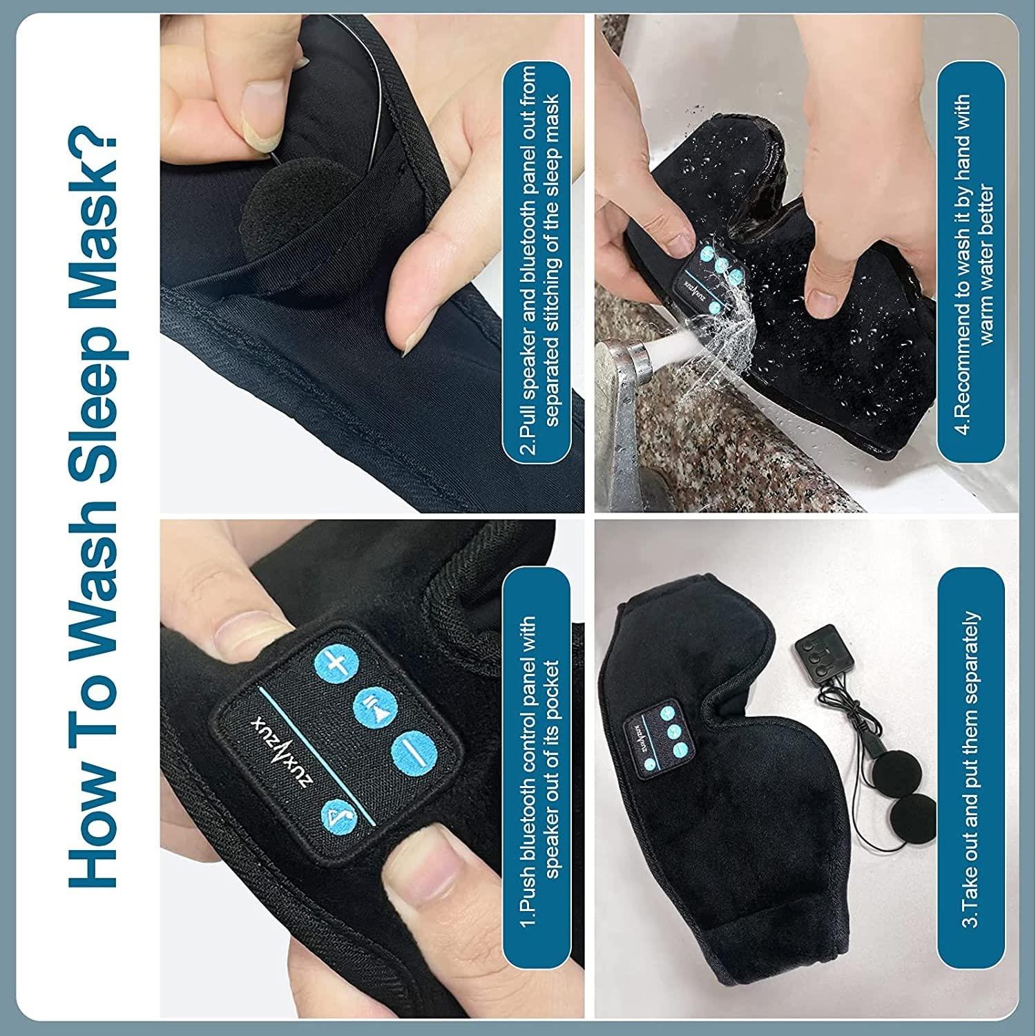 ZUXNZUX Sleeping Headphones Bluetooth Eye Mask, ZUXNZUX 3D Sleep Mask Adjustable Bluetooth Music Eye Mask for Side Sleepers, Yoga, Insomniac, Air Travel, Meditation