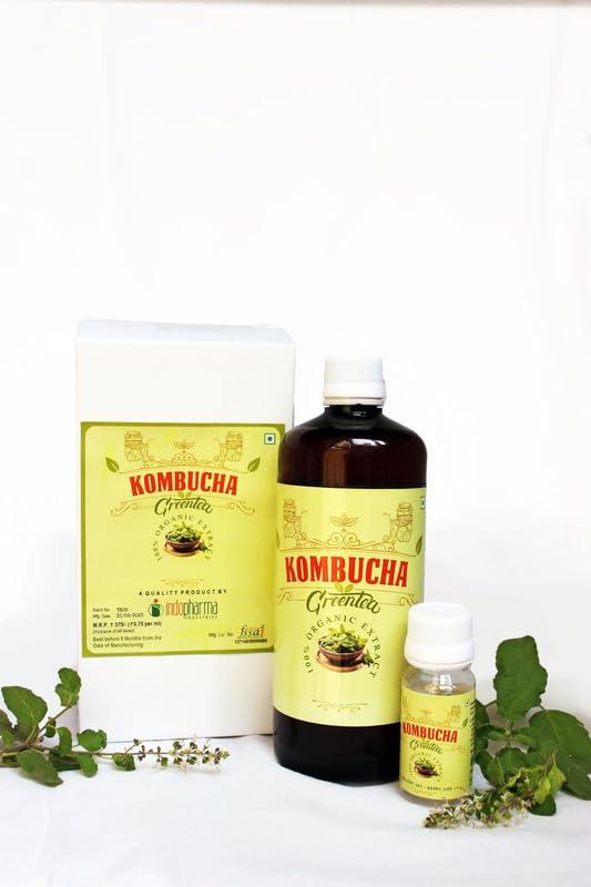 Indopharma Industries Indopharma Industries Refreshing Kombucha Green Tea, for Holistic Wellness, Inner Balance, and Vitality, Natural detoxifying, Gut Friendly Kombucha Drink (Tulsi, Pack of 1)