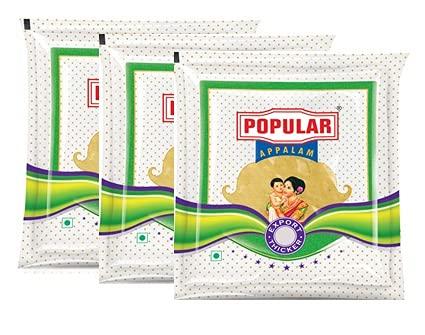 POPULAR APPALAM Popular Appalam- Export Thicker Appalam - 6 inches 600G, Pack of 3