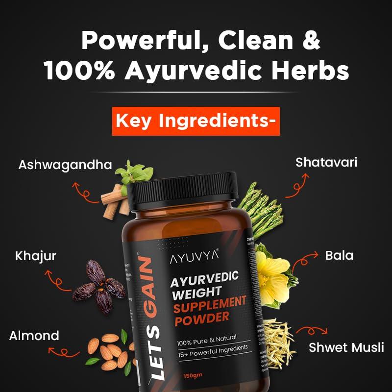 ayuvya Ayuvya i-Gain+ & Lets Gain Weight Gain Combo | Helps Improve Appetite & Digestion | Promotes Muscle Recovery & Energy Levels | For Men & Women | 100% Ayurvedic Combo | Pack of 2