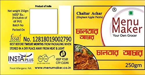 Menu Maker Menu Maker Select Premium Chaltar Achar [Elephant Apple Pickle] and Aamsatter Mishti Achar [Mango Leather/Aam Papad Sweet Pickle] Combo Pack, 250g Each