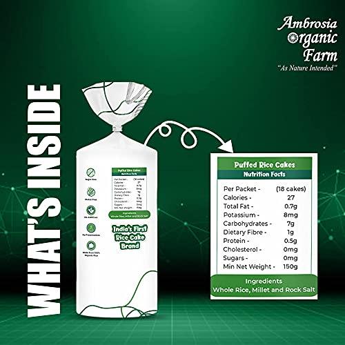 Ambrosia Organic Farm Ambrosia Organic Farm Healthy Quinoa Rice Cake 27 Calories, No Fat, No Cholesterol, No Sugar, Gluten Free, Lightly Salted (150g Each) (Pack of 4)
