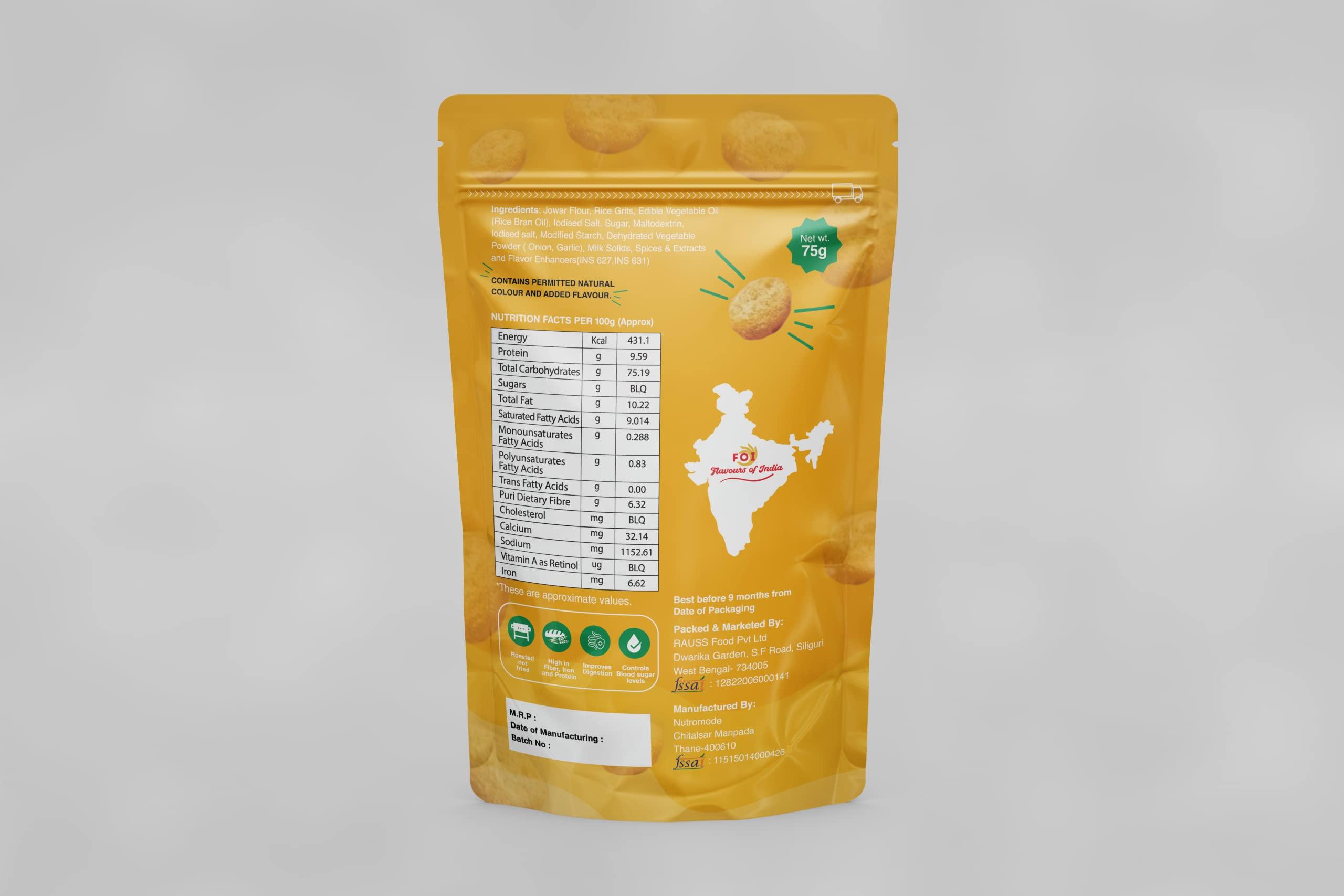 FOI Flavours of India Flavours of India healthy puff snacks Jowar Puffs | 4 Pack (4X75g) (Plant-Based Vegan Snack, Party Pack) | Healthy Snacking (Creamy Cheese)