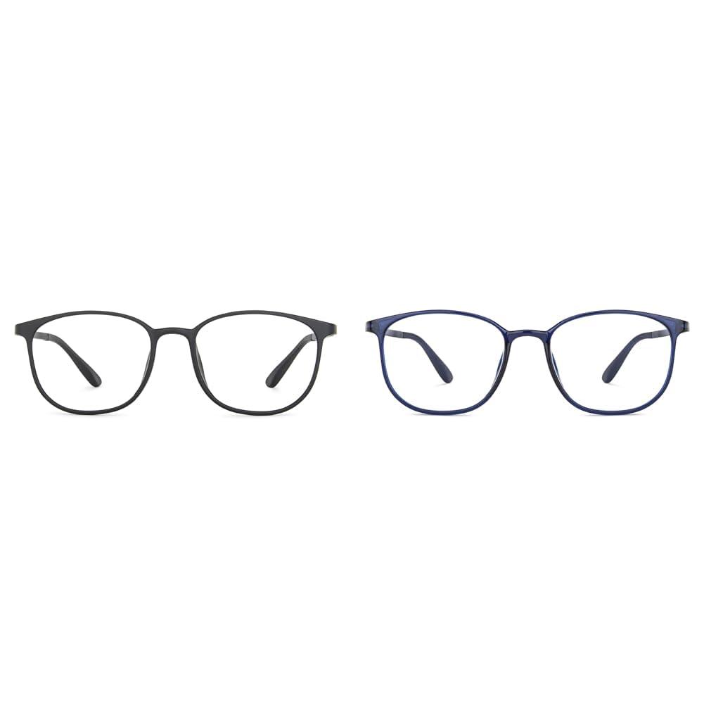 LENSKART BLU LENSKART BLU | Zero Power Blue Cut Computer Glasses | Anti Glare, Lightweight & Blocks Harmful Rays | UV Protection Specs | Men & Women | Medium | LB E13528 (Pack of 2)