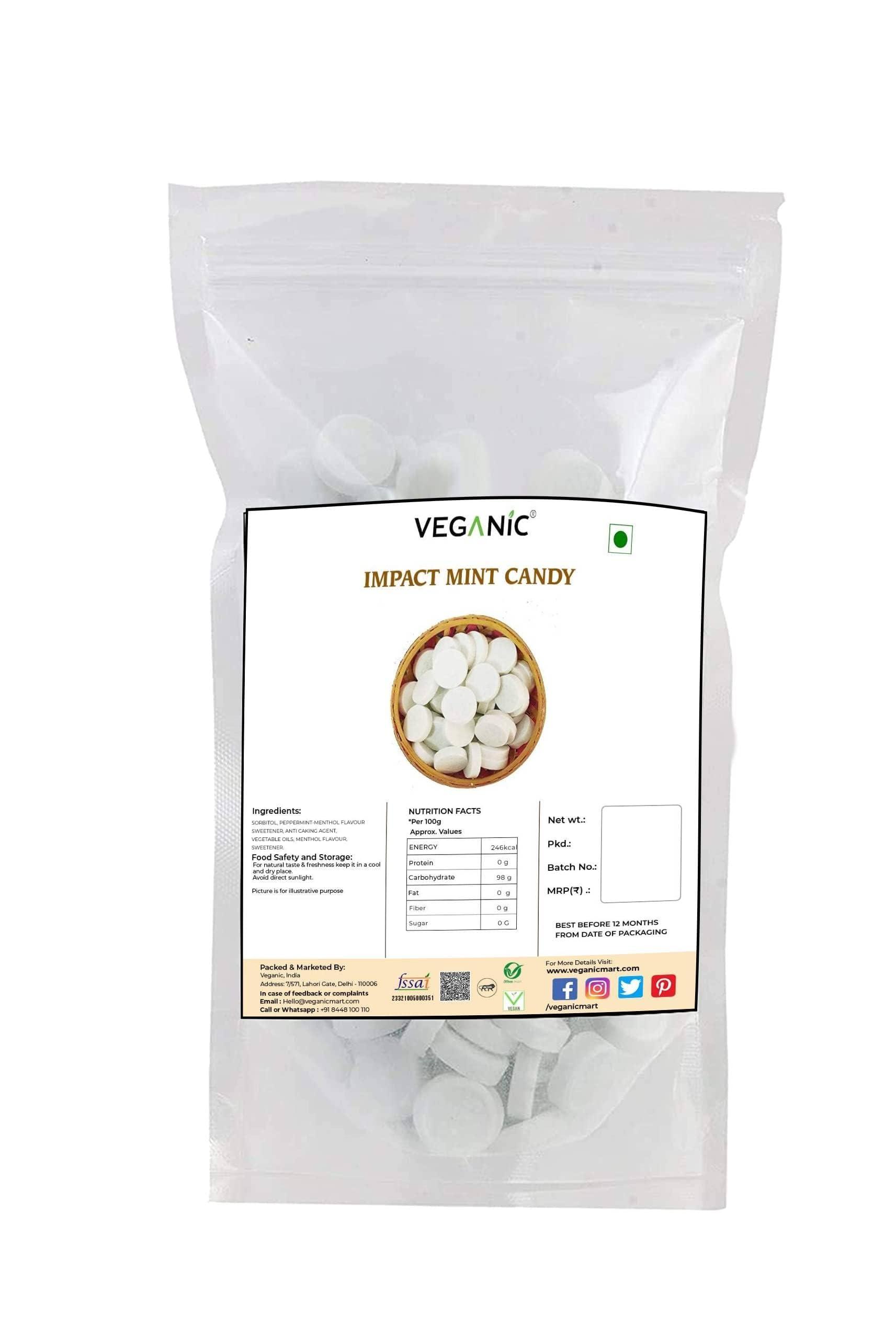 Veganic Veganic Impact Mint | Chewy Mint Candies | Assorted flavor Fresh Breath | Mint Candy for Kids | Extra Strong Peppermint Goli | Medium Mint | (400 GMs)