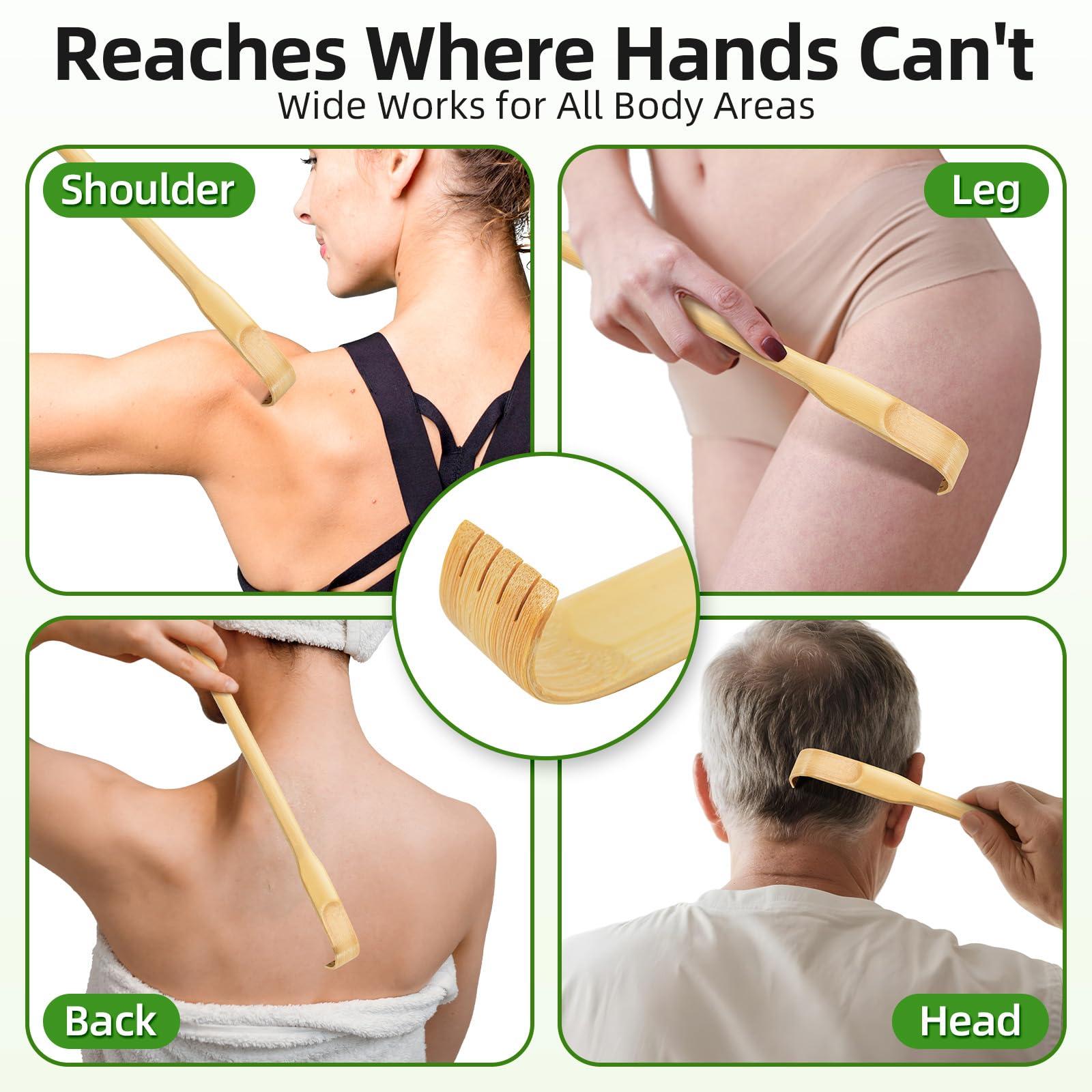 Renook Renook Bamboo Wooden Back Scratchers, 17in, Pack of 5, Best for Pregnant Women and People Who Need Longer Hands, Provide Instant Relief from Itching