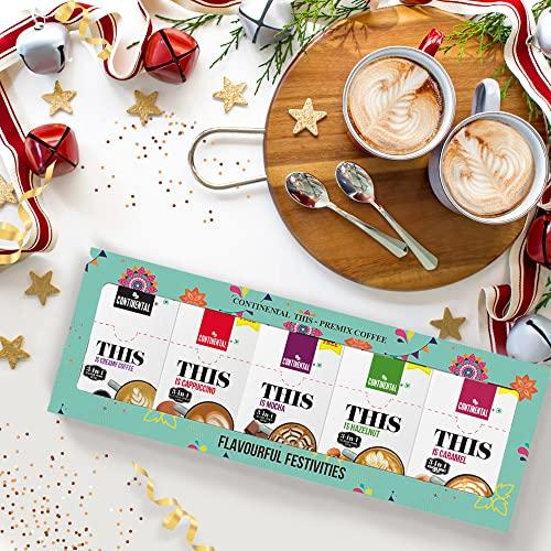 Continental This Continental THIS 3 in 1 Flavour Coffee Premix Combo (Creamy + Hazelnut + Cappuccino + Caramel + Mocha), 708gm (GIFT/FESTIVE PACK)
