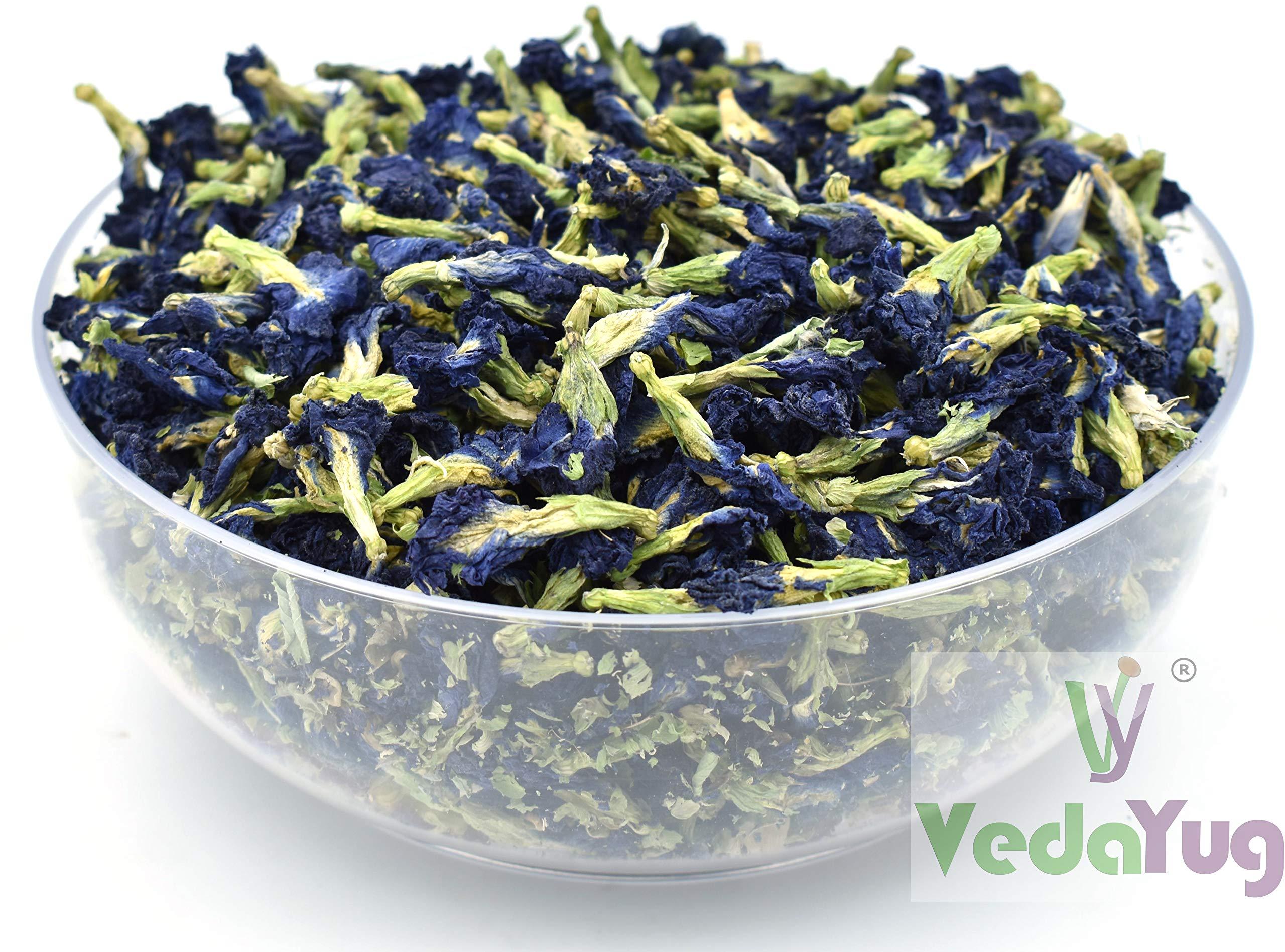 VY VedaYug VY VedaYug Blue Butterfly Pea Flower Tea | Hot Tea, Iced Tea | Ayurvedic Shankhpushpi Flower -Caffeine Free Herbal Tea | Coolers - 500g