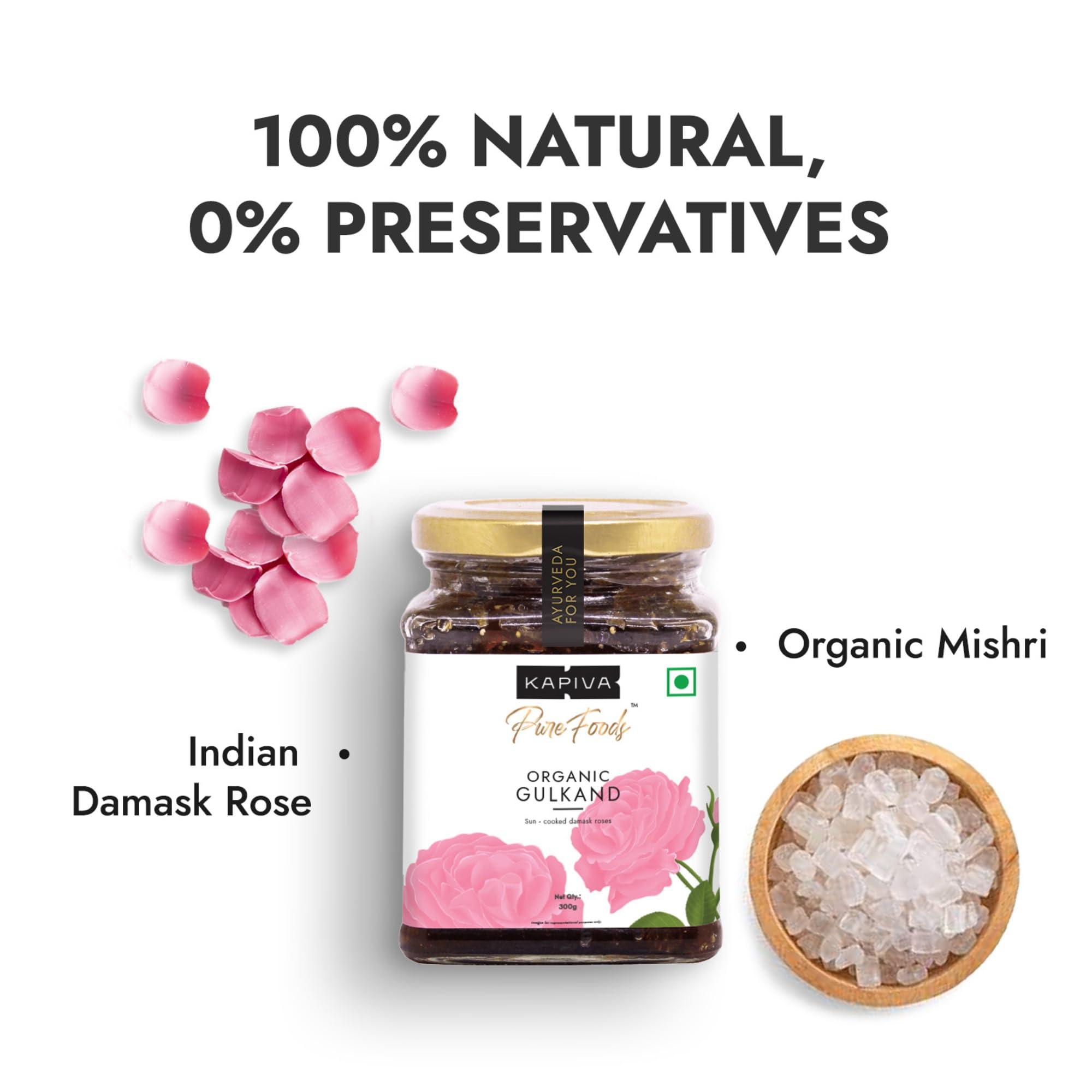 Kapiva Kapiva Organic Gulkand 300gms (Rose Petal Jam) | 100% Natural | Sun-Cooked Damask Roses