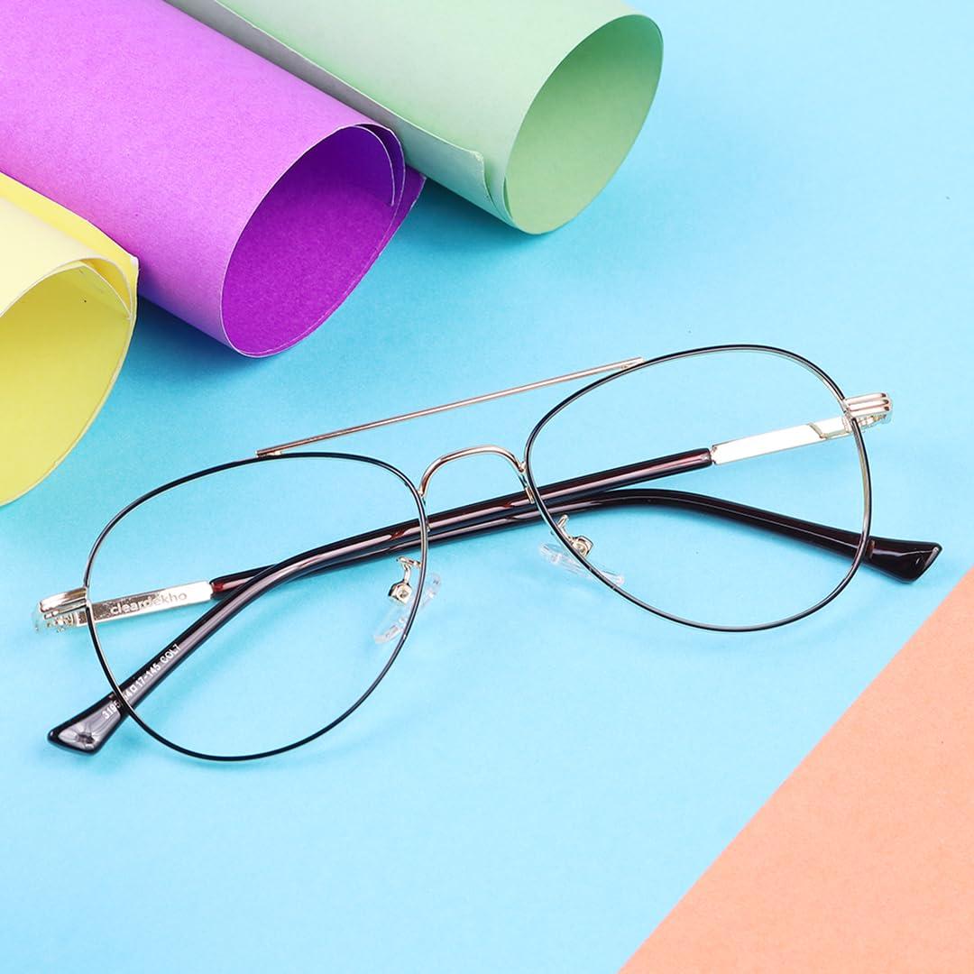 inak inak Aviator Blue Light Blocking Glasses For Men & Women, Eye Strain Protection From Computers, Tablets & Smartphones (Silver)