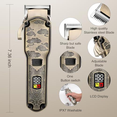 Hatteker Hatteker Professional Hair Clipper Hair Trimmer Beard Trimmer Waterproof Hair Cutting Kit Barber Clipper Cordless Nose Trimmer Detail Trimmer
