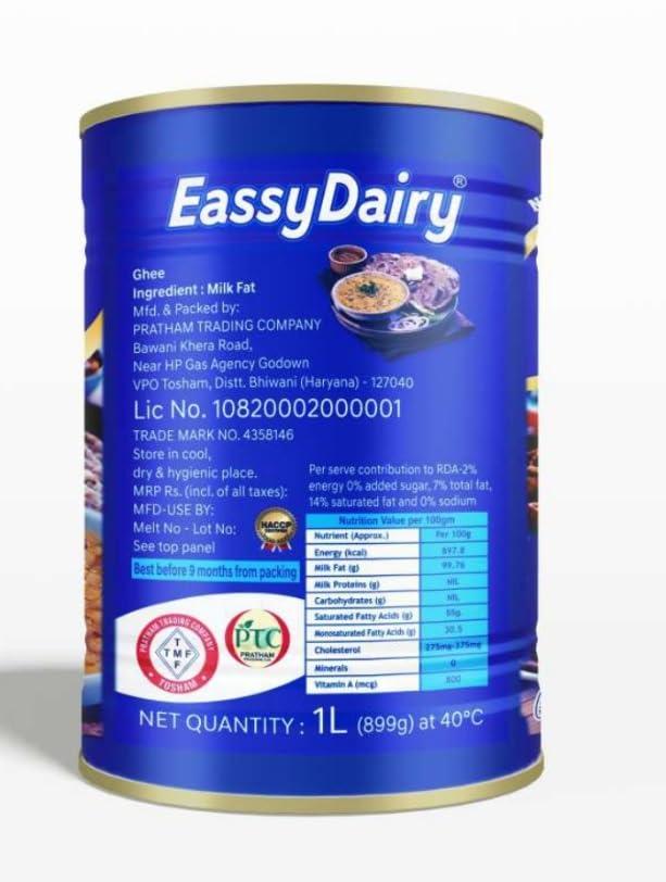 EassyDairy EassyDairy Pure Desi Buffalo Ghee for Better Digestion Tin Pack (2 Litre)