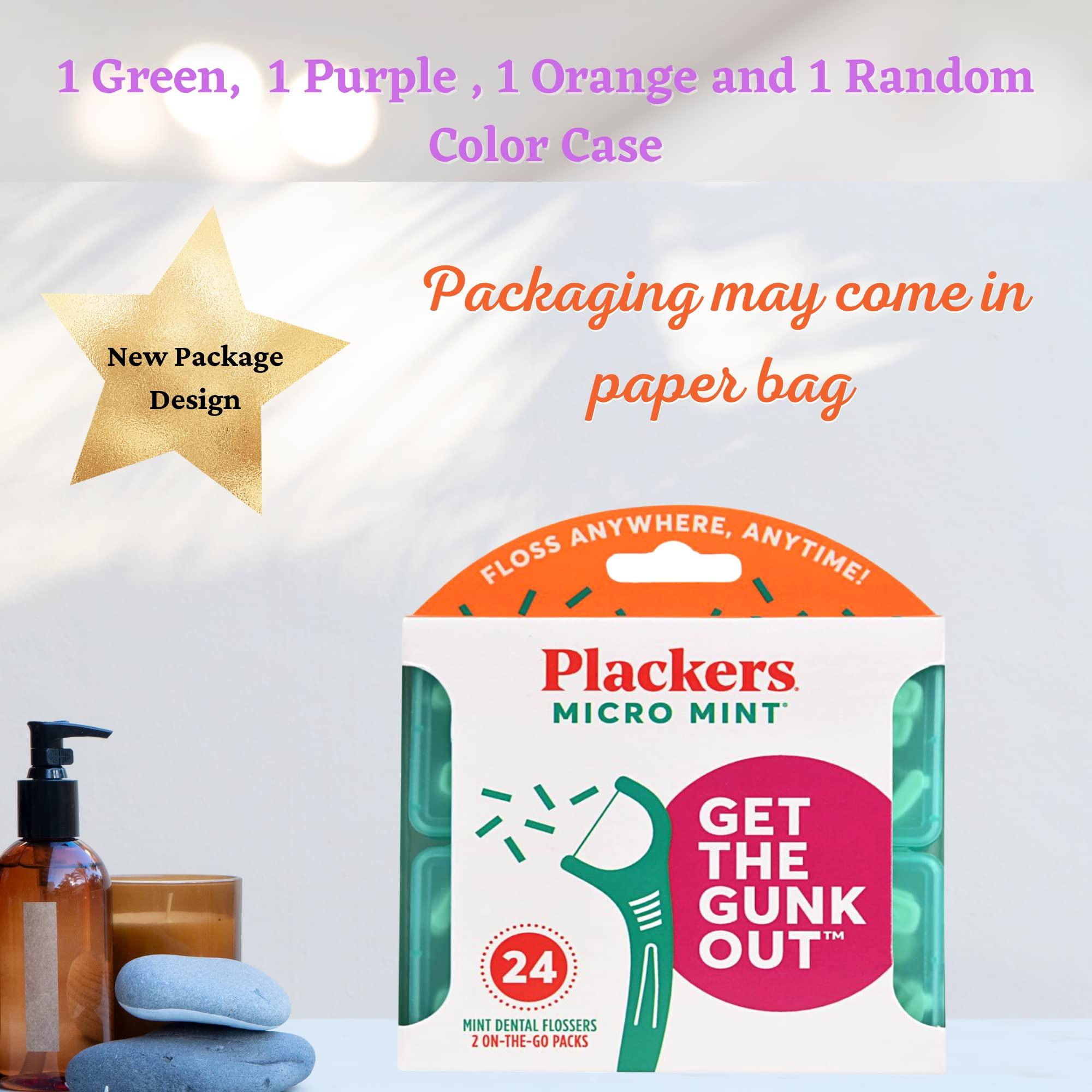 Plackers Micro Flosser with Travel Case, Mint, 4-Packs 12 Count ea.