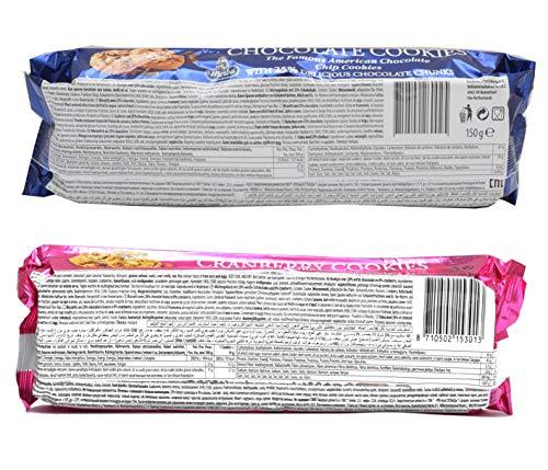 Merba Merba Chocolate Chip Cookies (25% chocolate) 150g & Merba White Chocolate & Cranberry Cookies 150g (Pack of 2)
