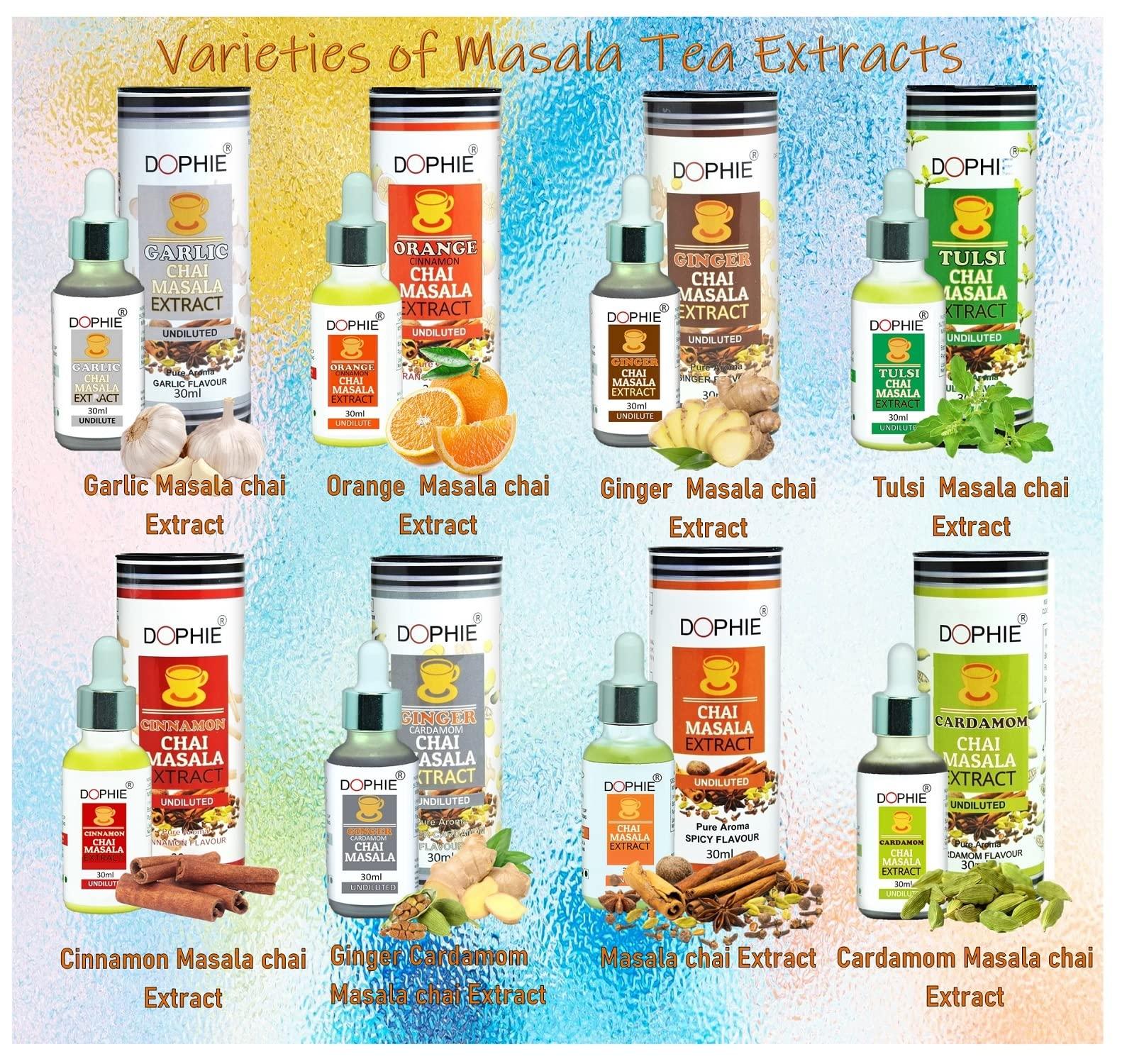 Dophie Dophie Orange Chai all spices Chai Masala extract-1, Garlic Chai Masala drops -1 / Magical taste and aroma with tea masala, More flavour than chai masala powder (Combo Pack)