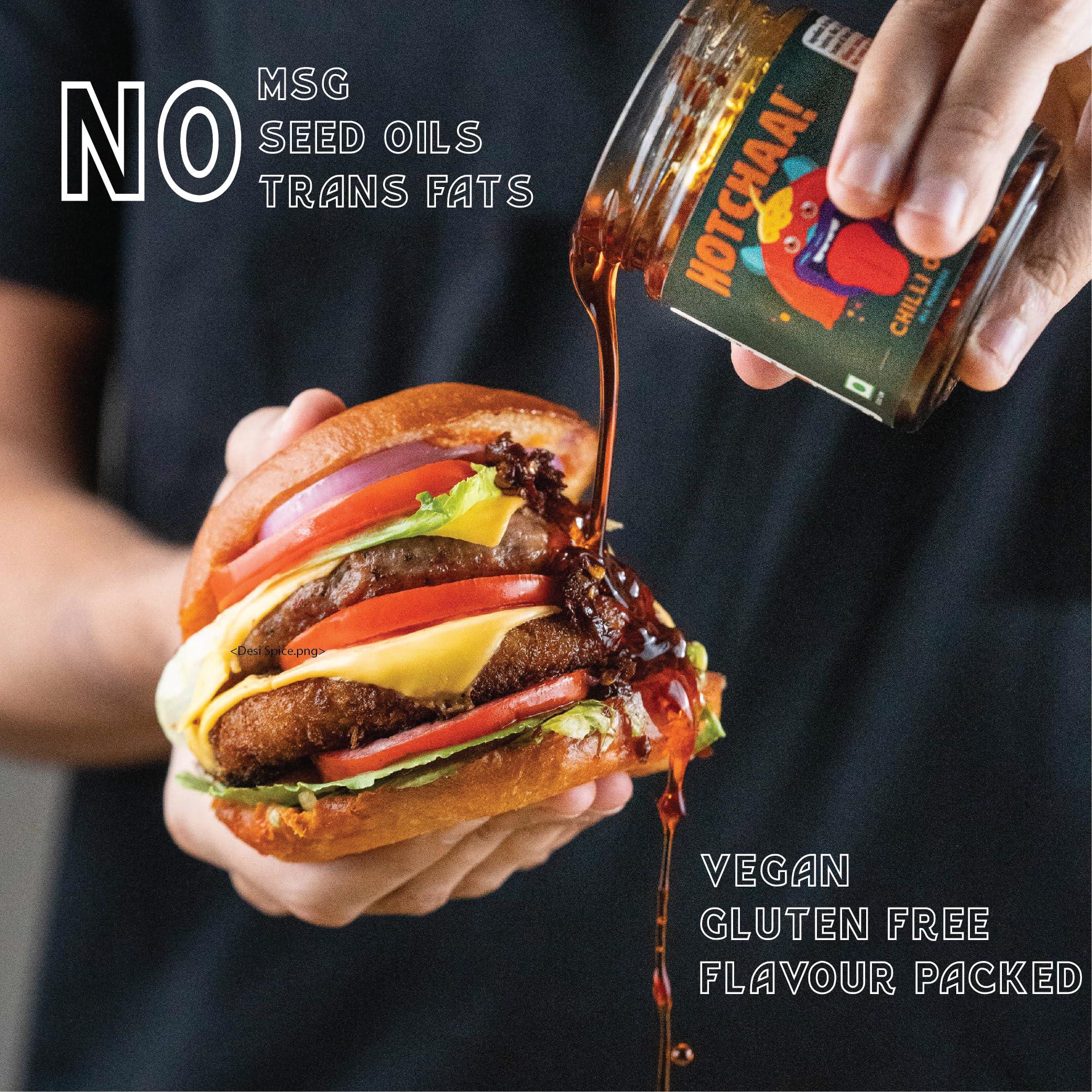 HOTCHAA HOTCHAA Hot Chilli Oil Original - No MSG | Umami Spicy Flavourful Garlicky Aromatic | Vegan | Cooking | Dipping | All Purpose | For Pasta Pizza Noodles Eggs And Momos 170g Hot Chilli Oil