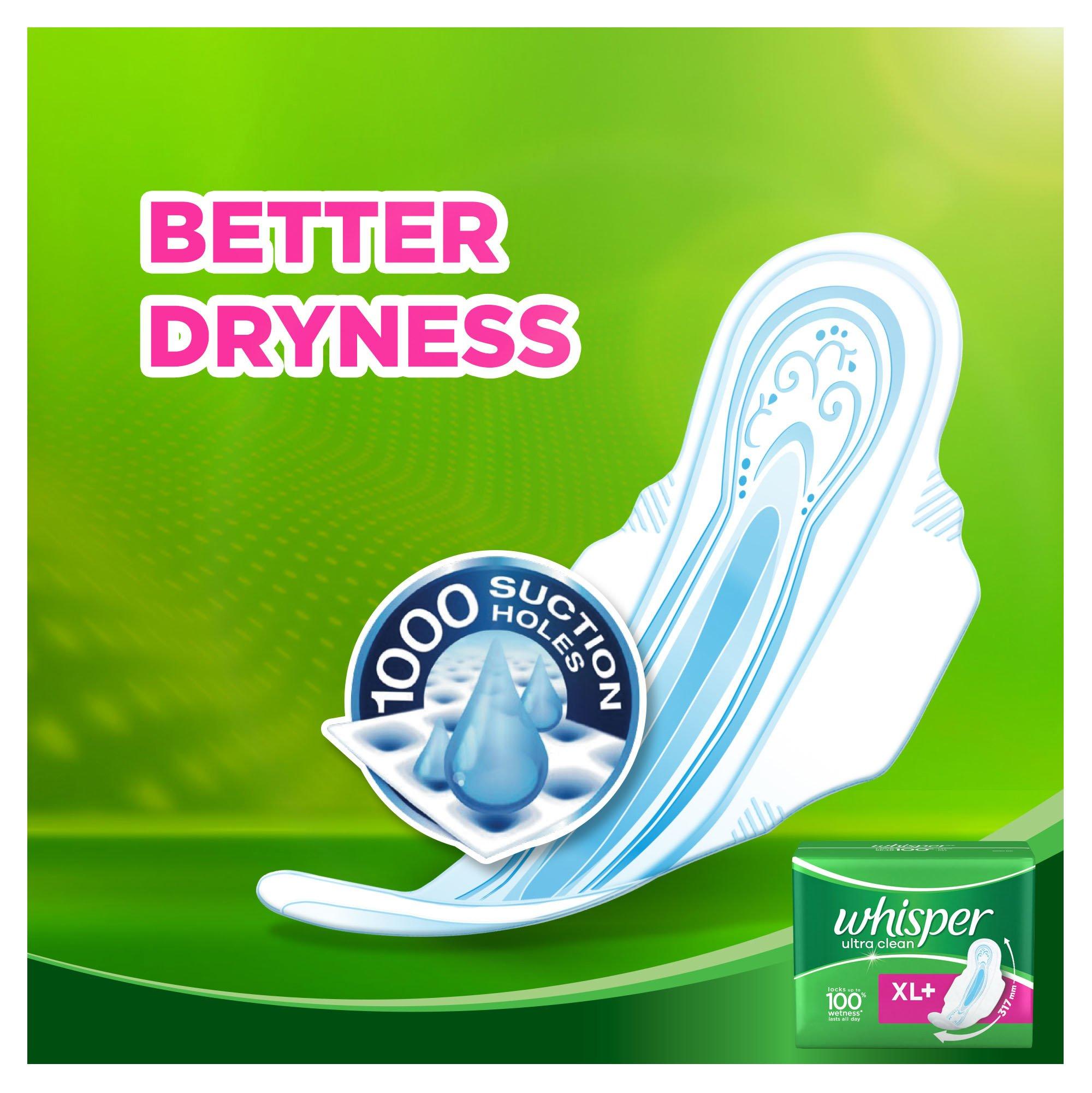 Whisper Whisper Ultra Clean for Women 30 Pads 2 pcs Sanitary Pad (Pack of 2, 30 Each)