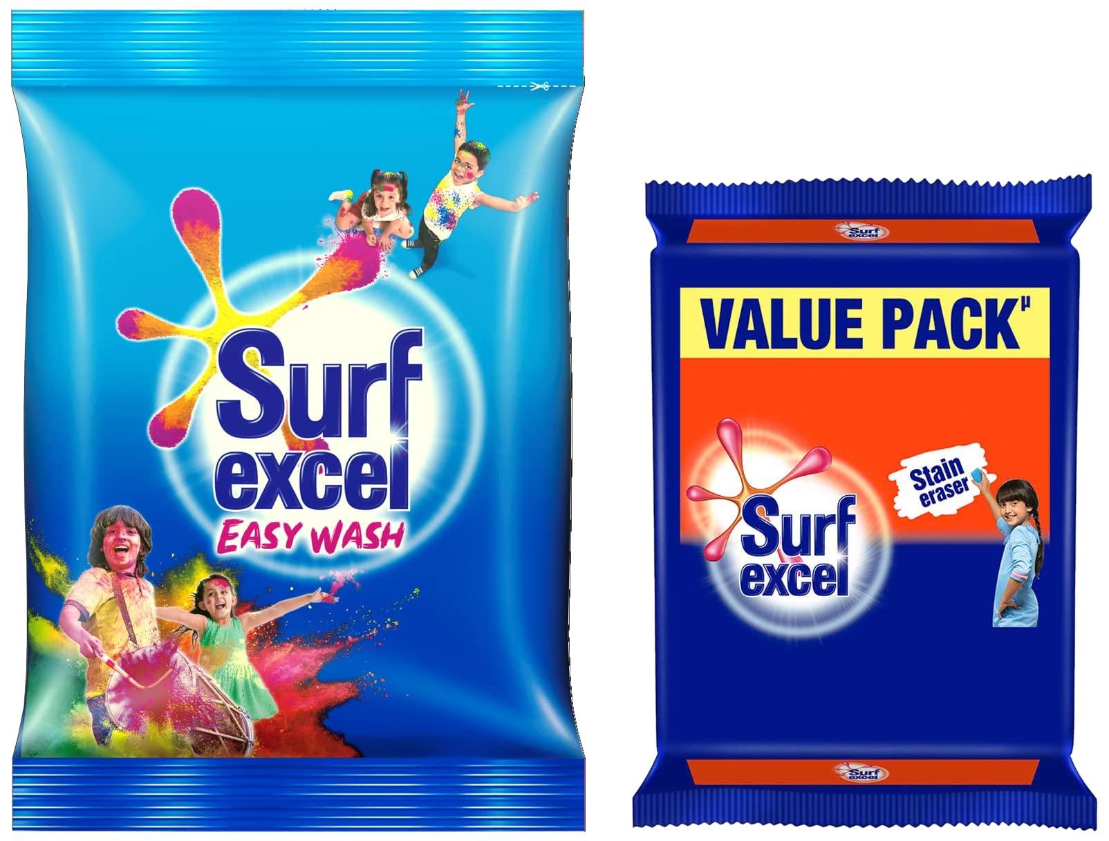 Surf Excel Surf Excel Easy Wash Detergent Powder 1.5 kg, Washing Powder that Dissolves Easily & Removes Tough Stains on Clothes - Bucket & Machine Wash & Surf Excel Detergent Bar, Laundry Detergent Bar, 4x200 g