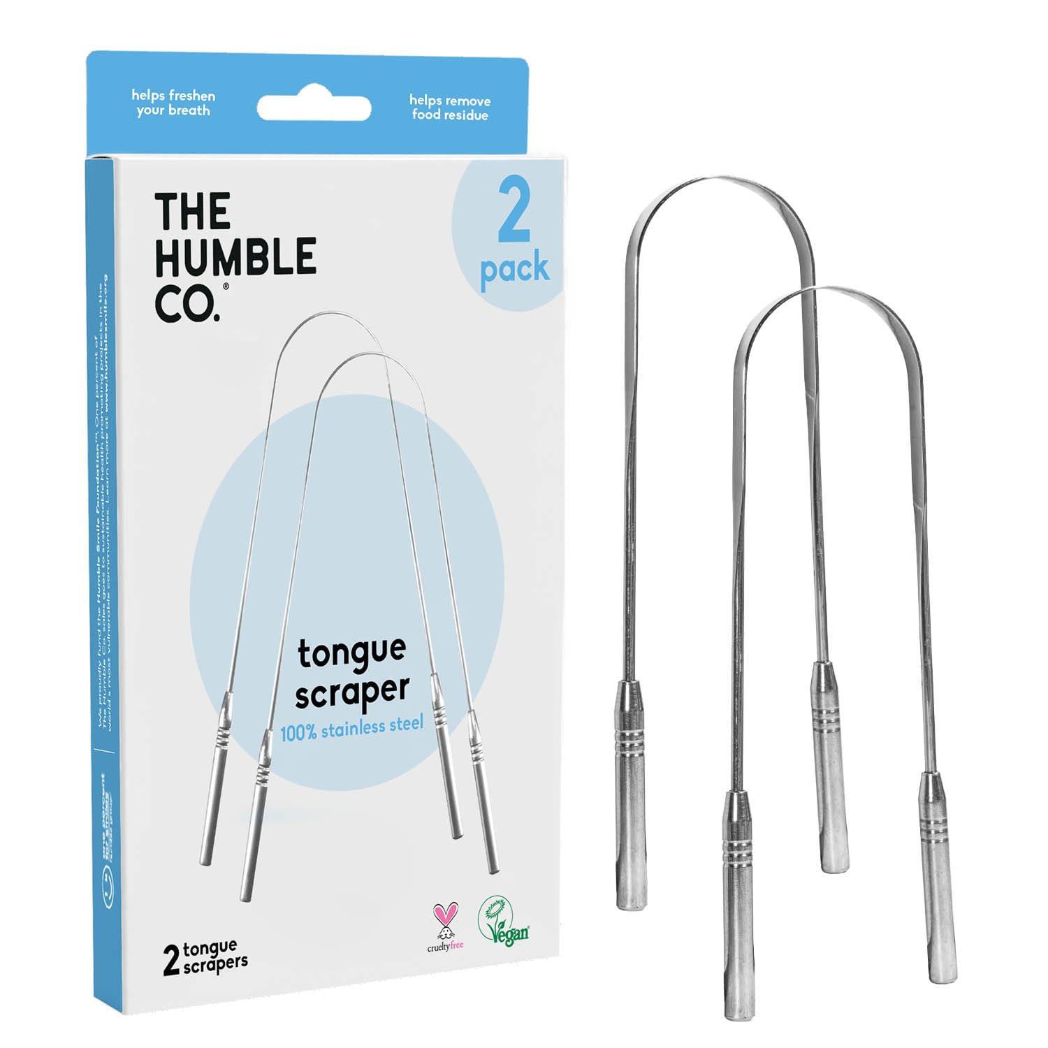 The Humble Co. The Humble Co. Tongue Scraper 100% Stainless Steel Tongue Cleaner, For Superior Oral Care, Dental Hygiene and Tongue Cleaning, Helps Eliminate Bad Breath, BPA Free (2pk)