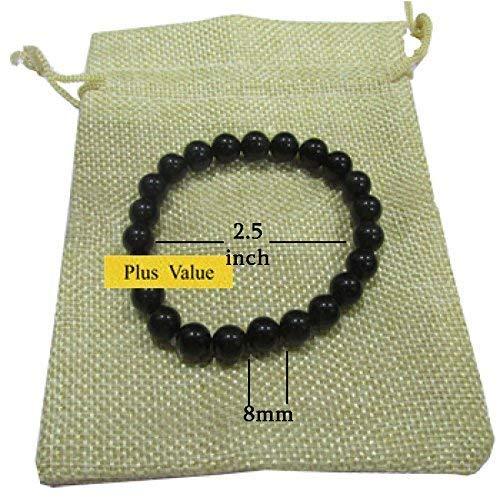 Plus Value Plus Value Black Obsidian Bracelet for Protection | Stylish Charm Crystal Bracelet for Men Women Boys and Girls (Beads Size: 8mm, Jute Bag)