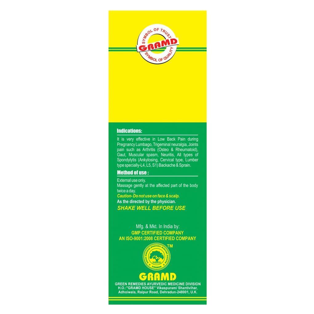GRAMD GRAMD GREUMOGESIC OIL, Majorly managing traumatic injuries, muscle pain neurological disorders. Greumogesic oil also helps in post trauma, sports injury accidents, reduces burning sensations, 50ml