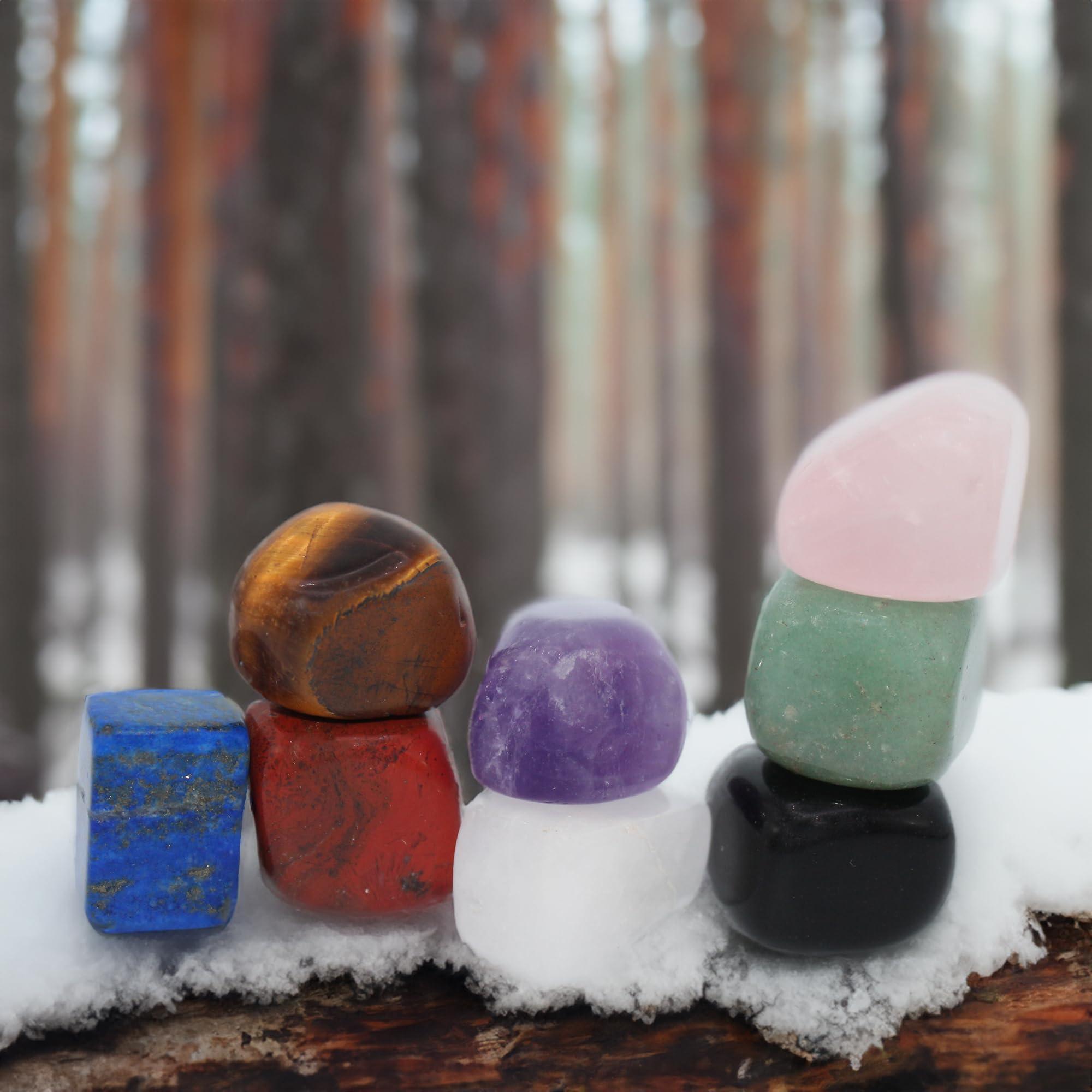 Mina Heal Mina Heal Chakra Stones Healing Crystals Set of 8 Tumbled and Polished for 7 Chakras Balancing Crystal Therapy Meditation Reiki or as Thumb Stones Palm Stones Worry Stones(Set of 8 Chakra Stones)