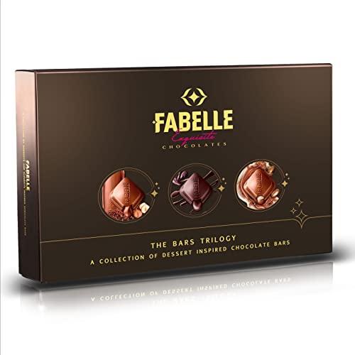 Fabelle Fabelle – The Bars Trilogy, Centre-Filled Luxury Chocolate Bars, Assorted Luxury Chocolates Gift Box, 393g