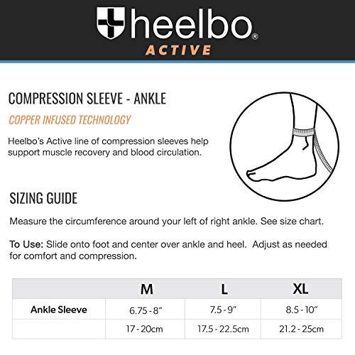 Heelbo Heelbo Ankle Compression Sleeve and Compression Sock Made with Copper Infused Fibers and Breathable Fabric for Planter Fasciitis, Achilles Tendonitis or Arch Support, Black, Extra Large