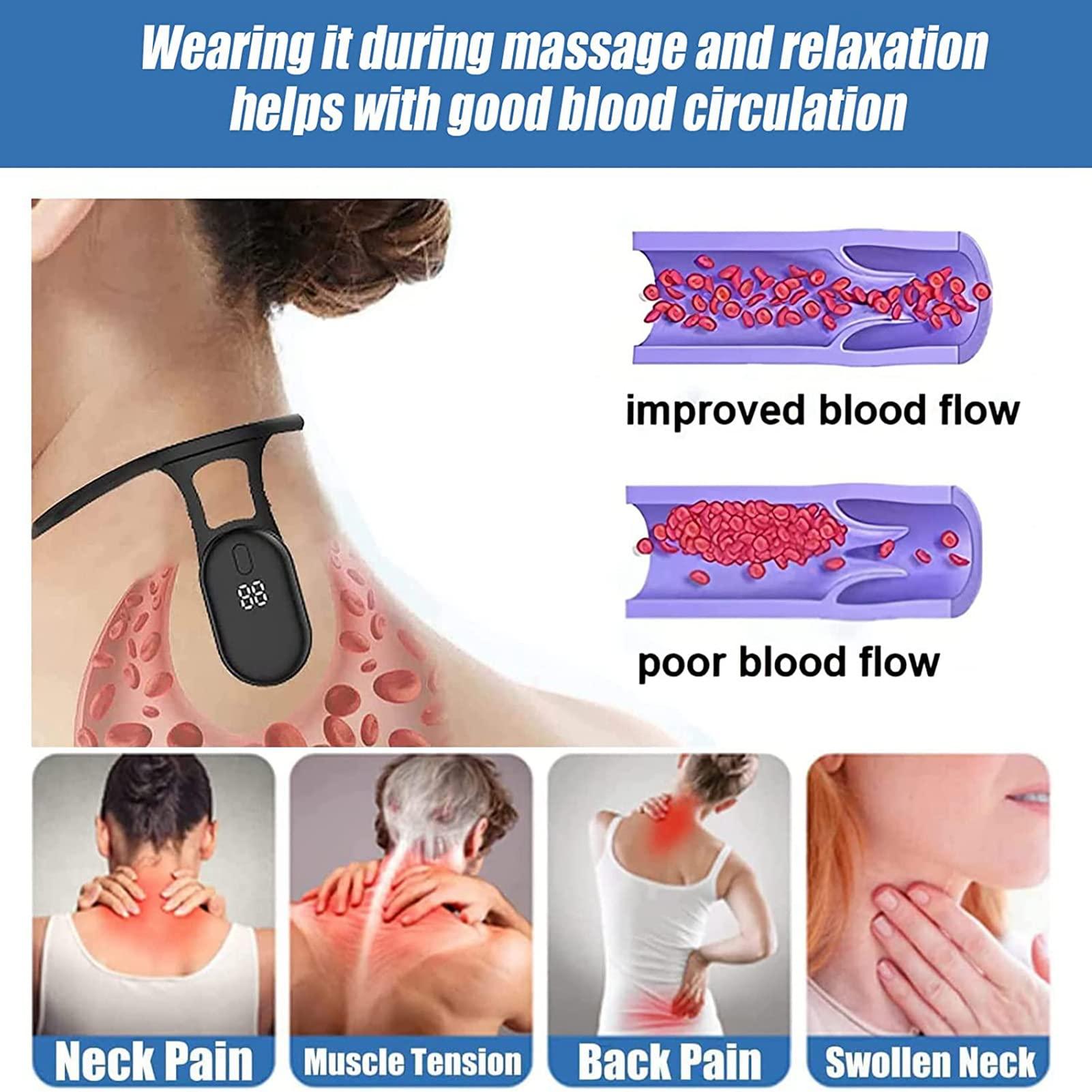 wowobjects WOWOBJECTS Soothing Neck Instrument, Lymphatic Drainage Device for Neck, Portable Neck Lymphatic Massager, Body Shaping Pose Reminder for Correct Posture, Belt Relief Massage Device for Adult |Black