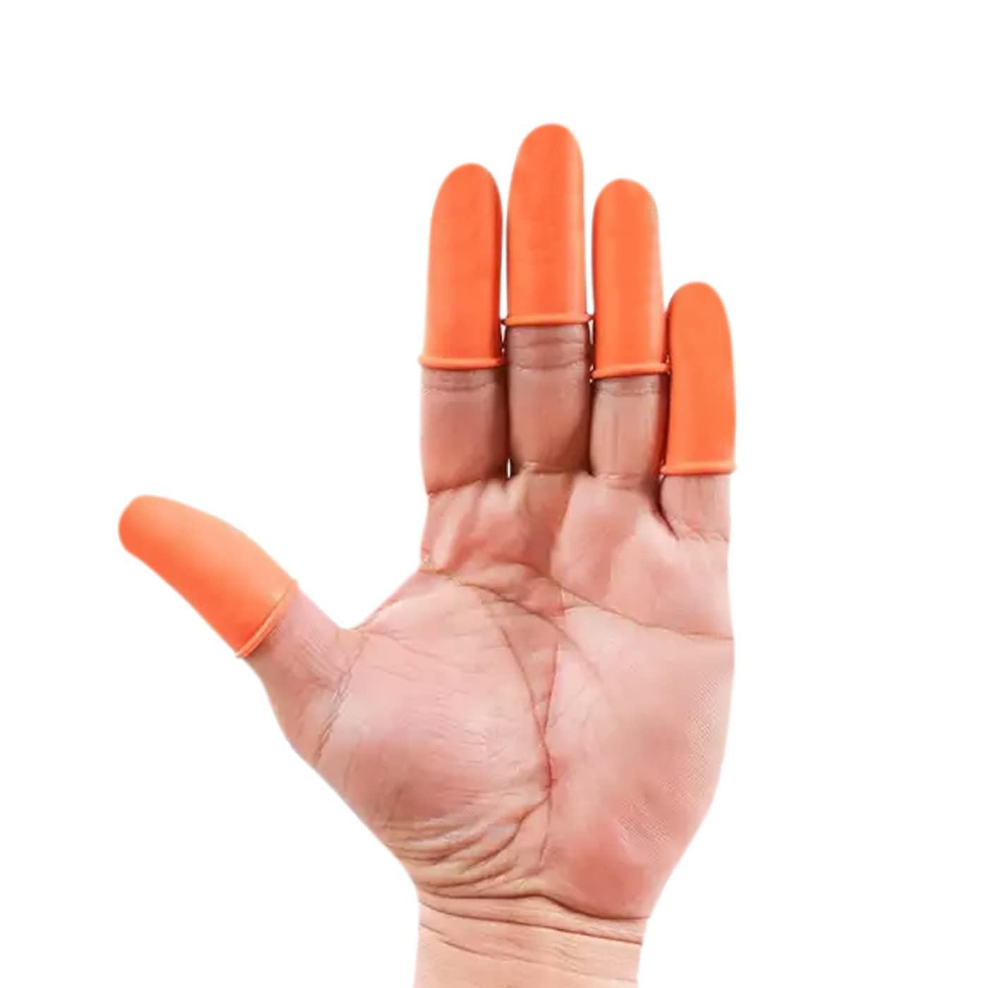 AASA AASA Reusable Finger Gloves Fingertips Finger Cot Anti Static Protective Finger Gloves for Kite Flying Kitchen Work For Electronics Work Set of 50Pcs Orange Pack of 1