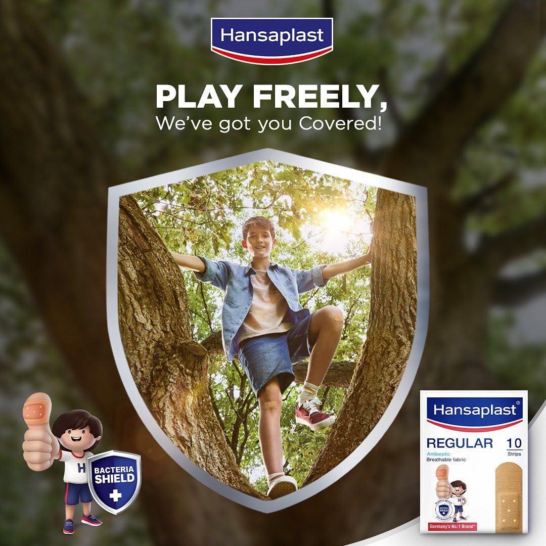 Hansaplast Hansaplast Antiseptic Regular Bandage for Cuts & Wounds | 100 strips | Breathable fabric | First Aid | Protects Against Dirt and Bacteria | For Kids & Adults