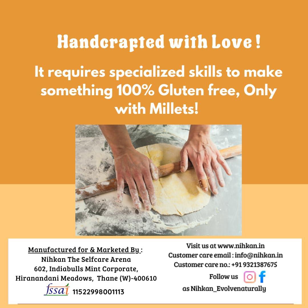 NIHKAN NIHKAN Millet Crackers - Gluten free | Vegan | High protein | High Fibre - Handmade & baked | Healthy chai time guilt free snacks - No Preservatives & No Baking soda - 100g (Jowar Peri-Peri)