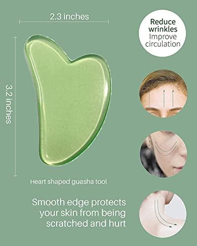 POWEREST POWEREST Plastic Gua Sha Massage Tool for Face Massager Skin Scraping Massager Gua Sha Board for for Face Body Skin Spooning/SPA/Neck Relax/Soft Tissue (GREEN)