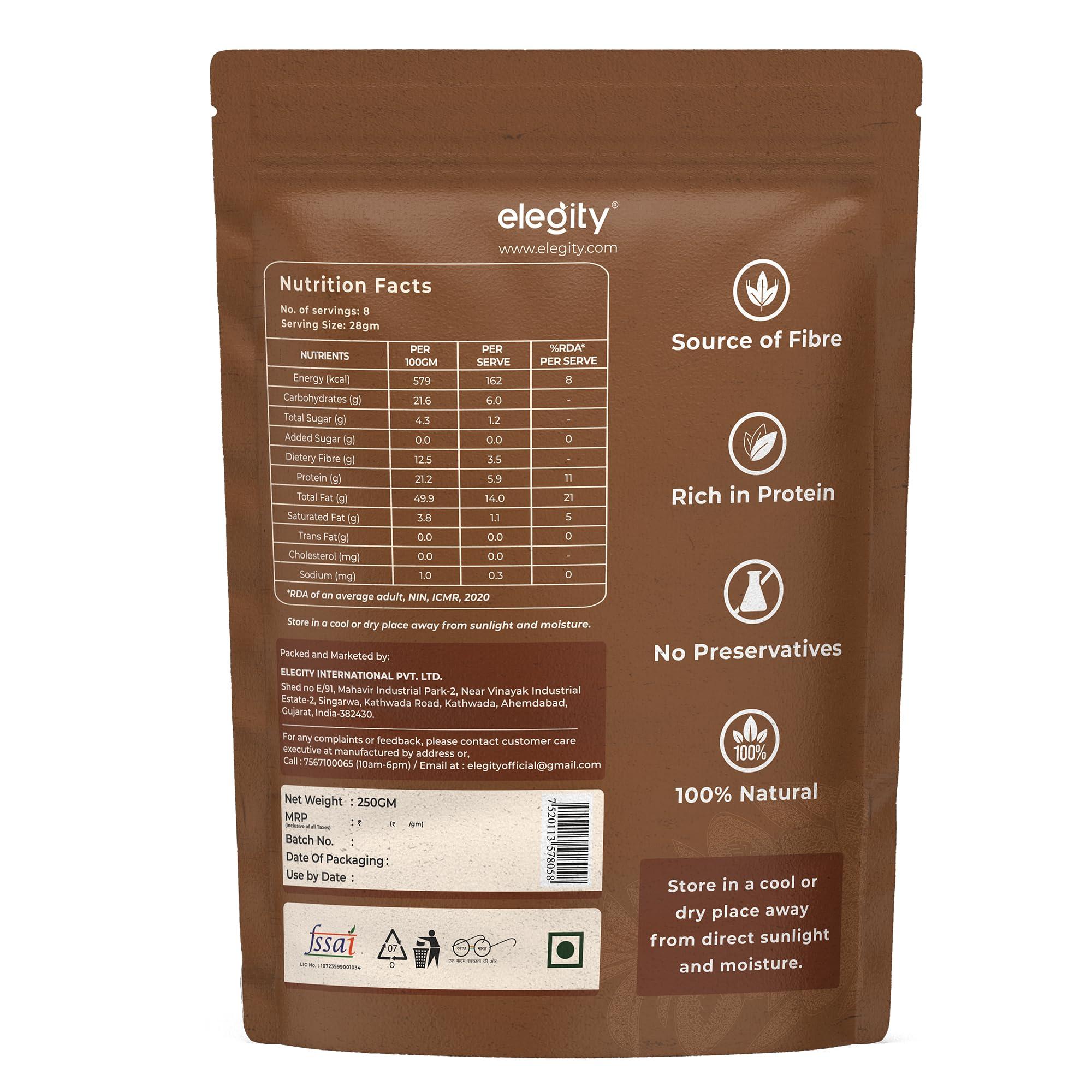 ELEGITY Elegity 100% Natural Plain California Almonds Pouch 250 gm | Nutritious & Delicious Badam | High in Fiber & Boost Immunity | Rich in Protein, Tasty Nuts | No Preservatives Added in Dry Fruit