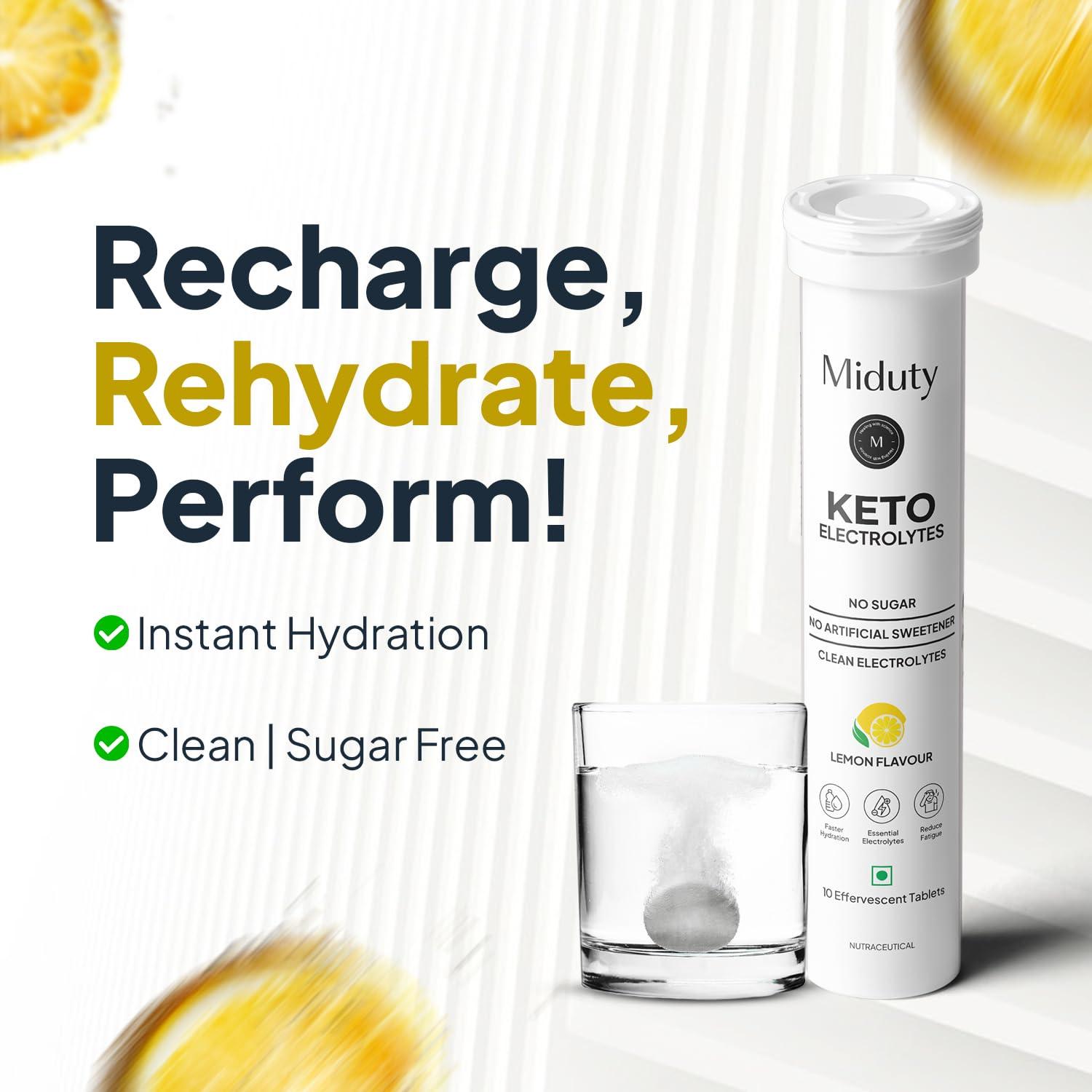 Miduty Miduty By Palak Notes Electrolytes Drink - Instant Hydration Drink - Lemon Flavor - Sugar-Free Electrolyte Drink - No More Fatigue And Dizziness - Hydration Electrolyte,1 Count,20 Capsule