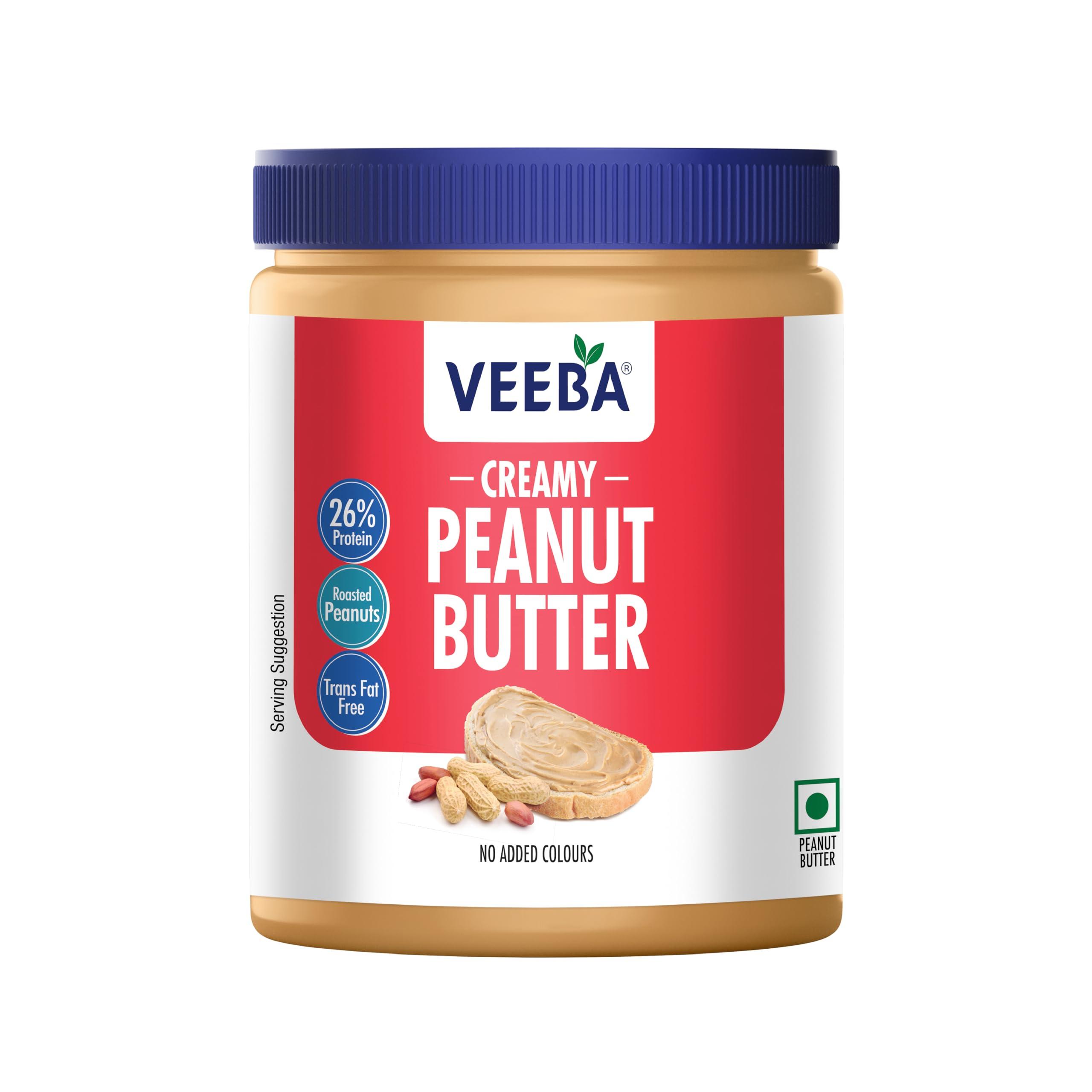 VEEBA Veeba Creamy Peanut Butter| High Protein | Naturally Gluten Free | Vegan | Trans Fat Free | No Added Preservatives | No Added Colour & Flavour | Non GMO | 925g