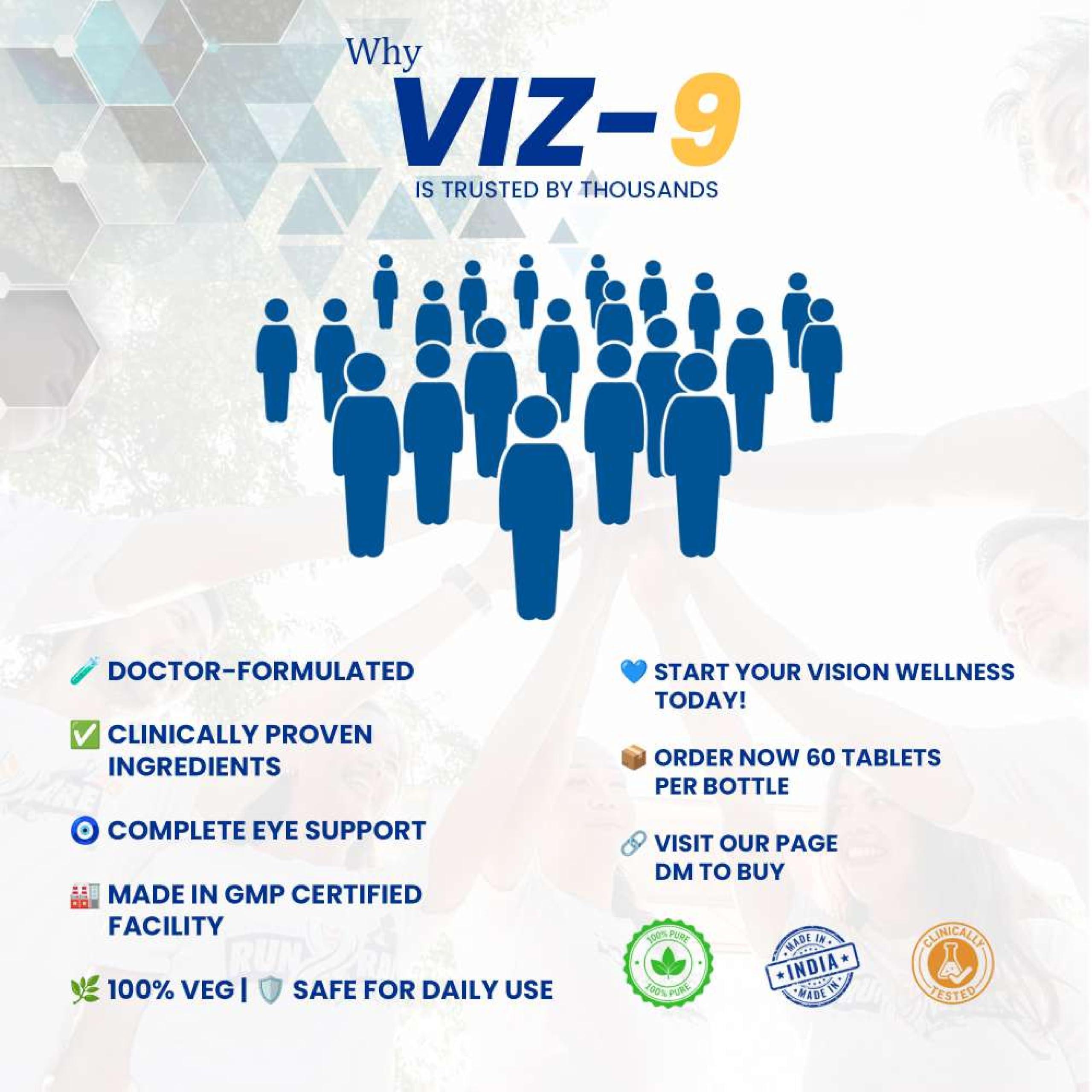 Hiral Health Hiral Health\'s Viz-9 Tablets: Advanced Eye Vitamin with Lutein, Zeaxanthin, Astaxanthin, and Vitamin A eye supplements to improve vision, Protect from Blue Light and UV Rays (60 Tabs)