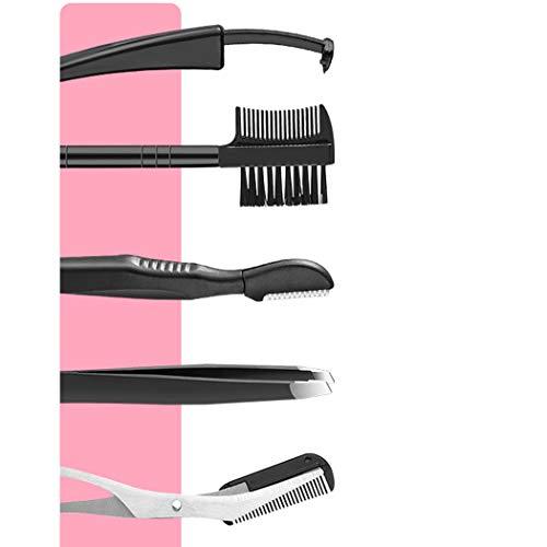 Coxeer Coxeer Black Hair Remover Spring Creative Stainless Steel Threading Tool with 5 Eyebrow Tools for Women Girls