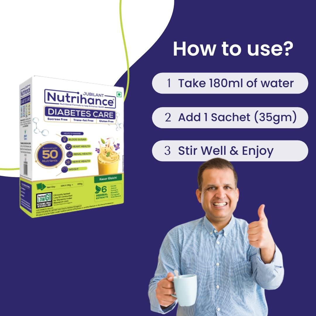 Jubilant Nutrihance Jubilant Nutrihance Diabetes Care Manage Blood Sugar Levels Nutrition Drink -350Gm X 3 Nutrition Drink (3X350 G Kesar Elaichi Flavored), Powder