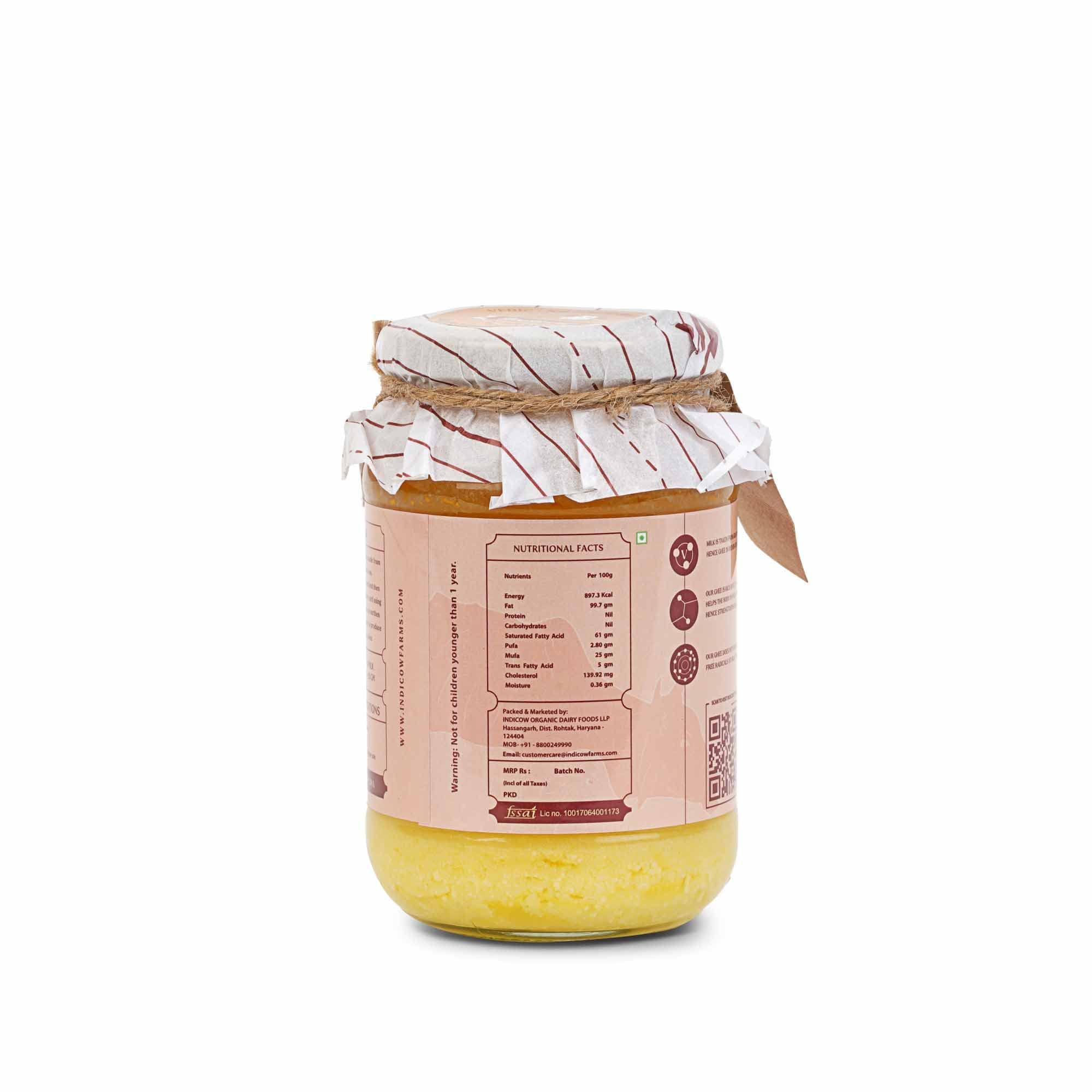 Indicow Indicow Organic Dairy Foods Pure Authentic A2 Ghee (500millilitre, Kankrej) | Grass Fed, Hand Churned, 100% Pure and Preservative Free