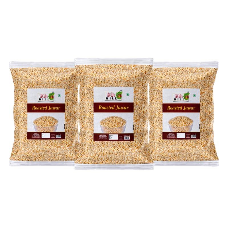 90\'s MILL 90\'s MILL Amravati Authentic Sorghum Jowar Jawar Puff Kurmura Kurmure Murmura Murmure Puff Snack | Crispy | Namkeen | Ready to eat | Snacks | Preservatives Free Tea Time Snacks-280g*3Pack