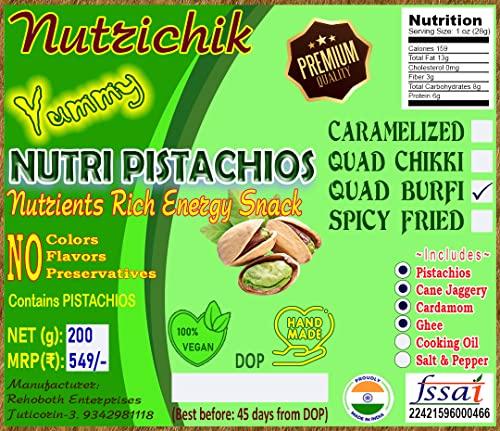 Nutrichik Nutrichik Pistachios Burfi - Crushed Pista Chikki - Pista Nutri Bars - 200gm (1 Pack)