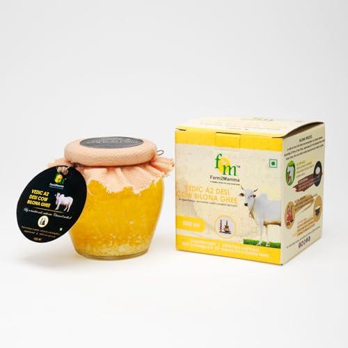Farm2Mamma Farm2Mamma Vedic A2 Desi Cow Bilona Ghee,500ML, Curd Churned, Authentic Ghee, Pure Natural & Healthy, A2 Certified, Grass Fed Cultured Ghee, Glass Matka Jar