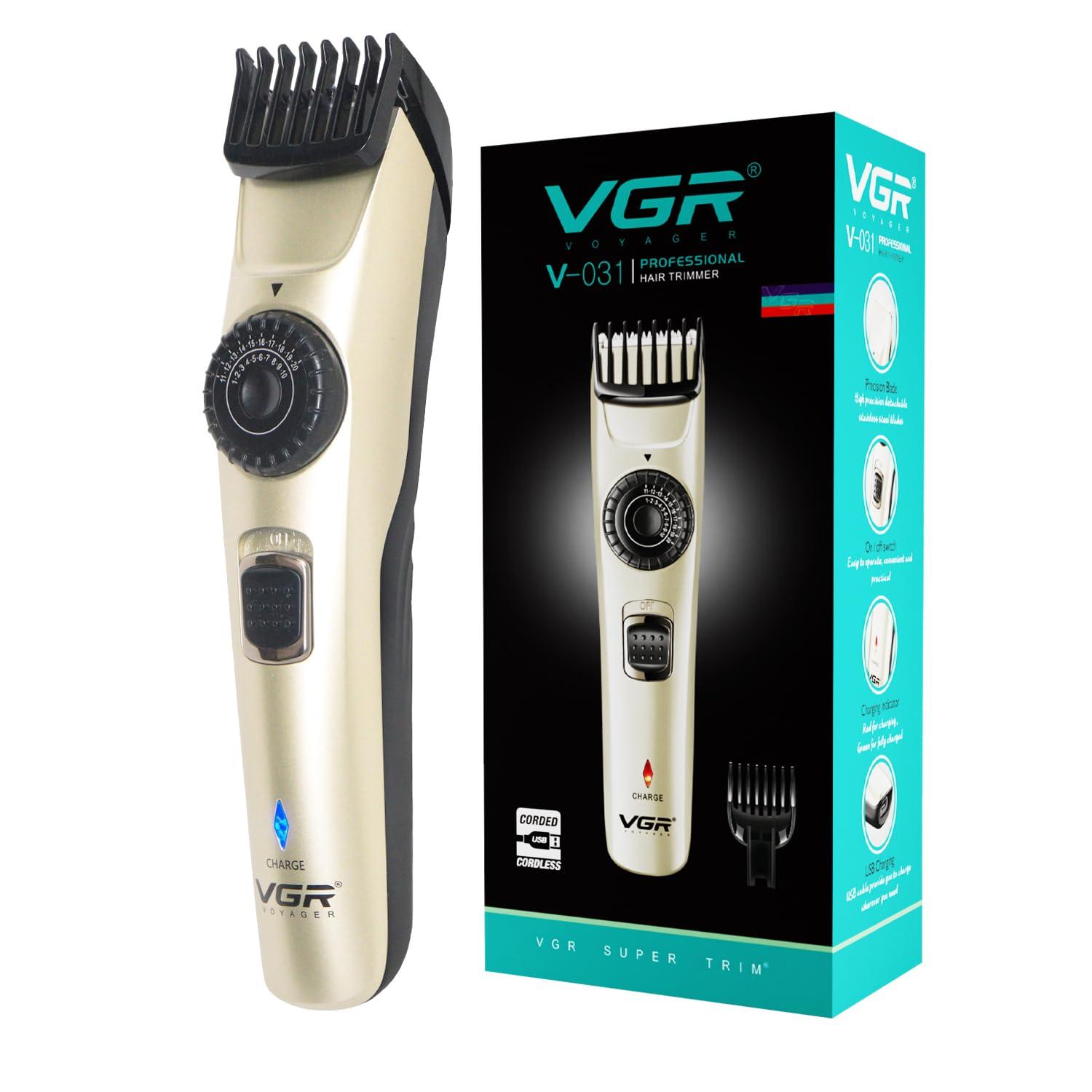 VGR VGR V-031 Professional Cord & Cordless Hair Clipper Runtime: 90 min Trimmer for Men Multicoloured